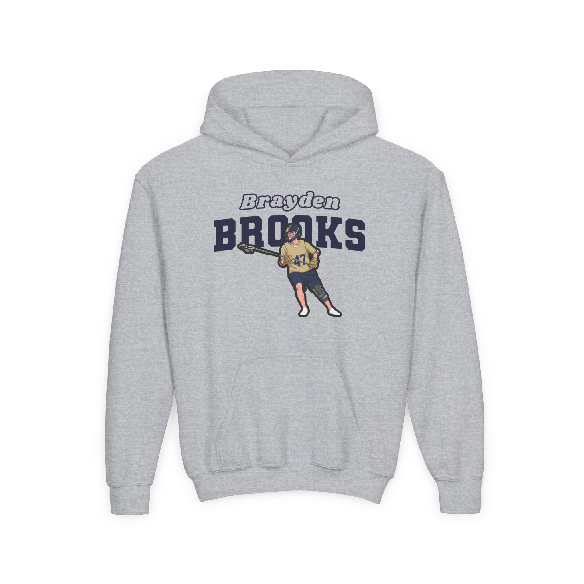 Youth Hoodie — character_name_arch in Grey