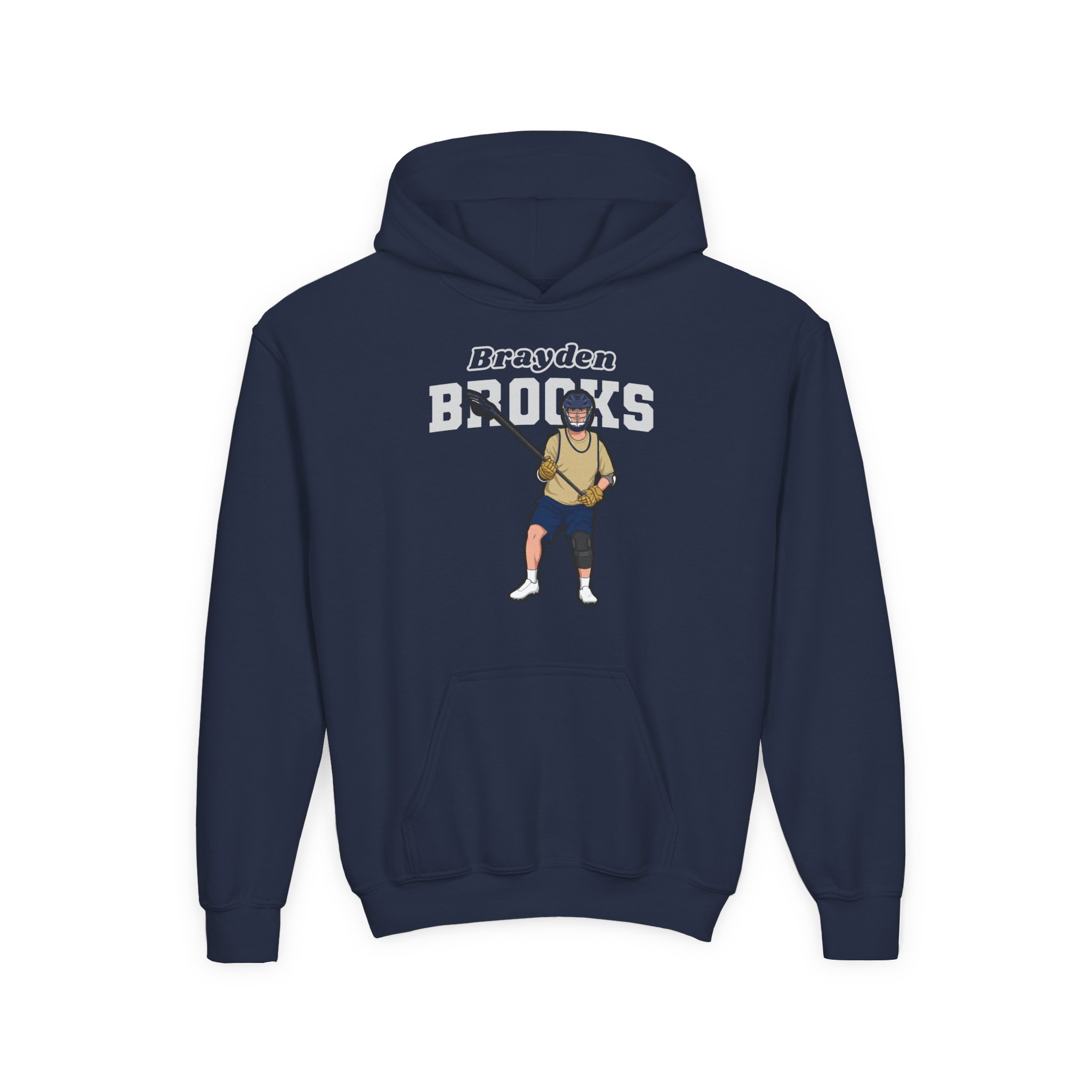 Youth Hoodie — character_name_arch in Navy