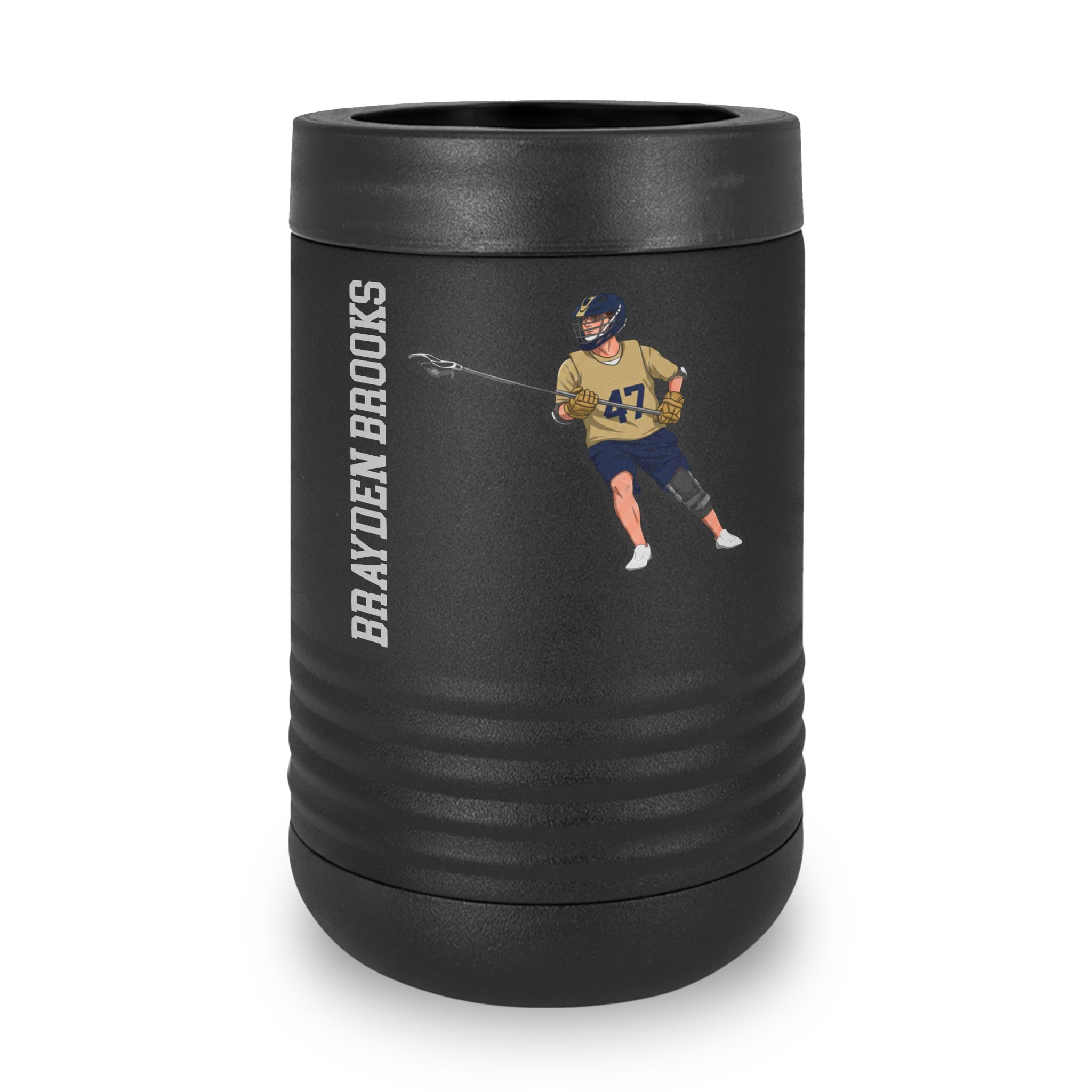 Stainless Can Cooler — character_name_vertical in Black