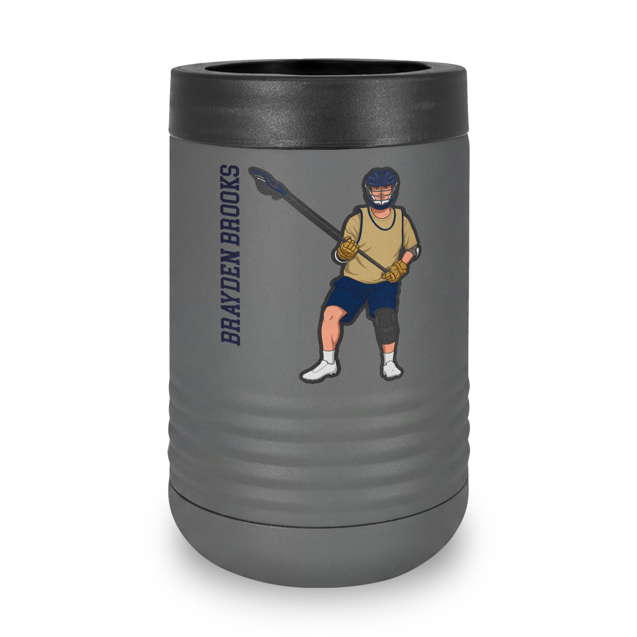 Stainless Can Cooler — character_name_vertical in Grey