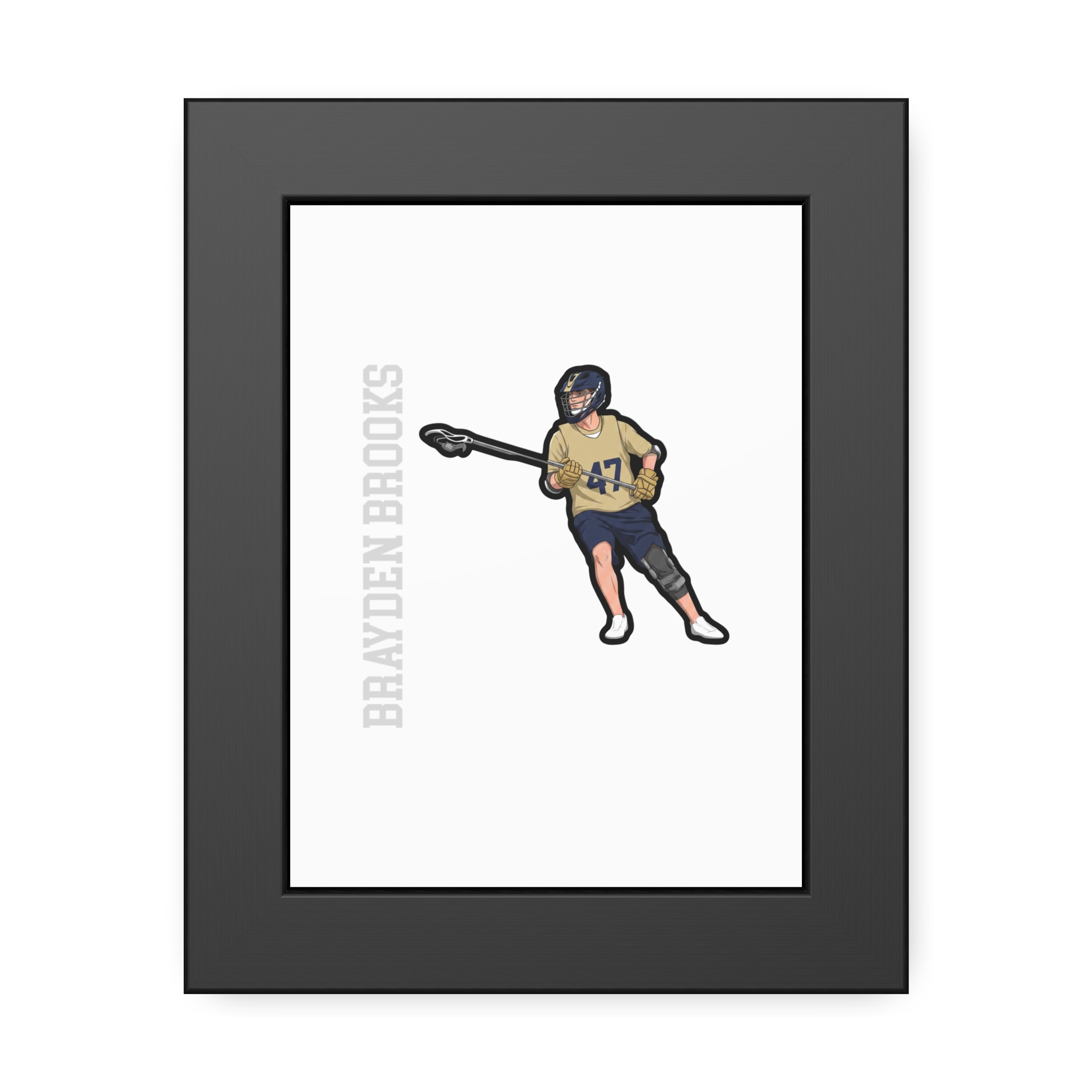 Framed Poster — character_name_vertical in Black