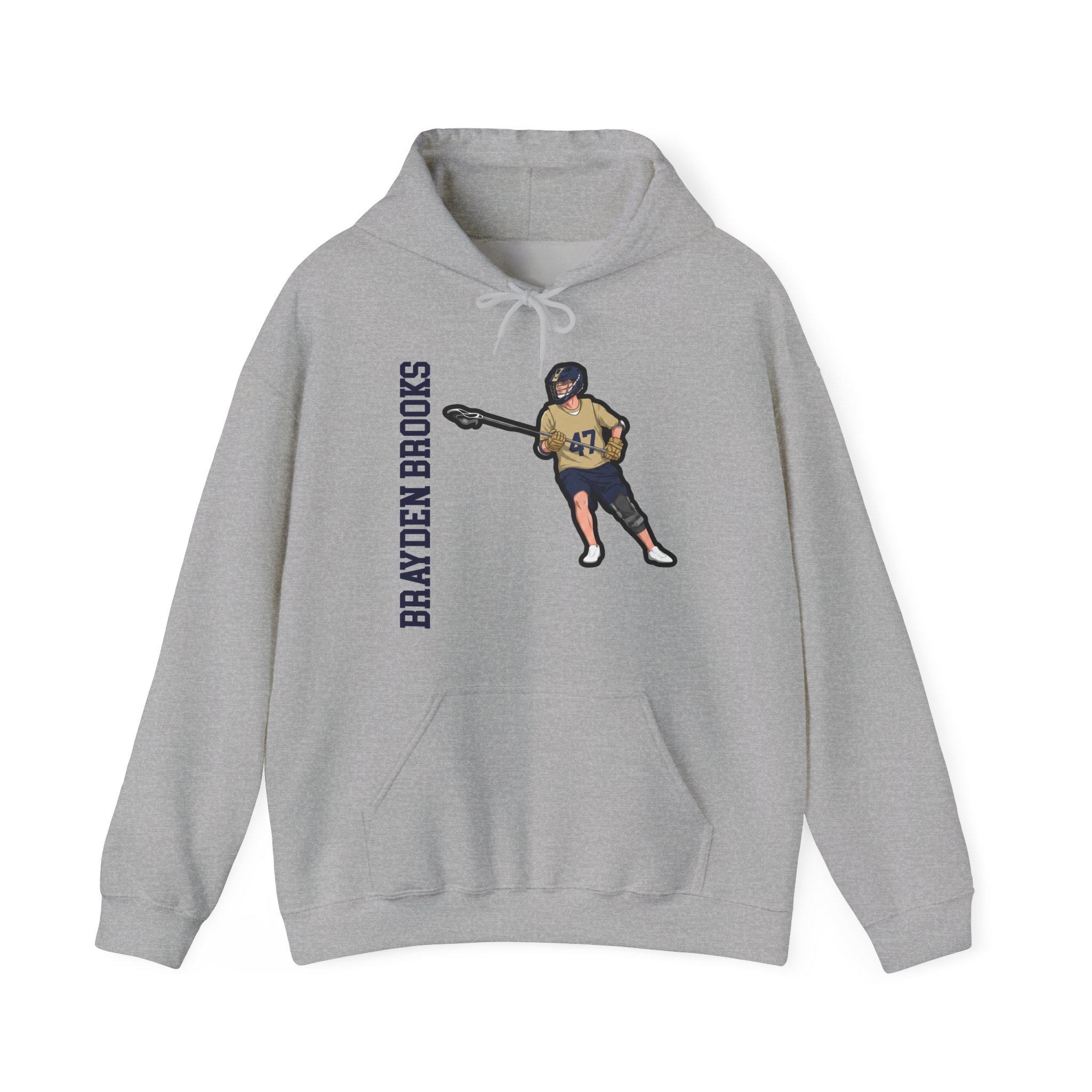 Hoodie — character_name_vertical in Grey