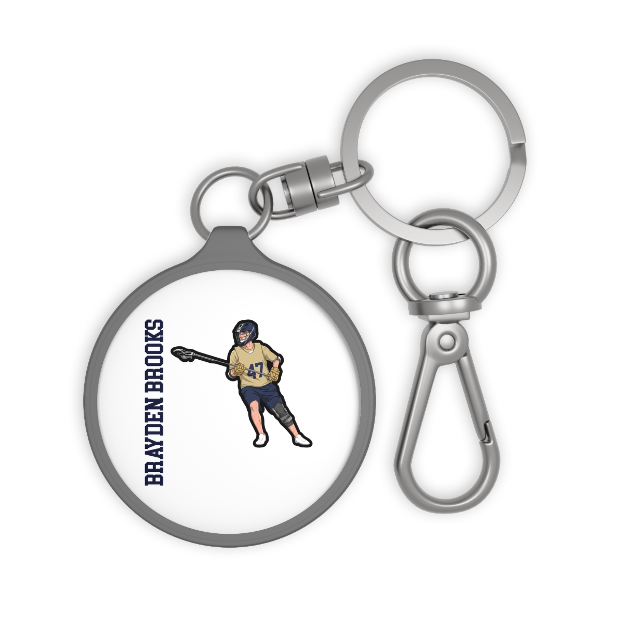 Keychain — character_name_vertical in Grey