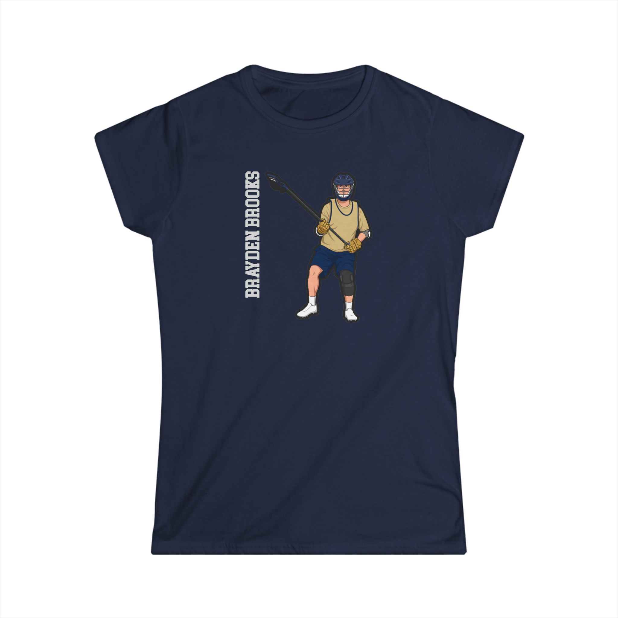 Women's Softstyle Tee — character_name_vertical in Navy