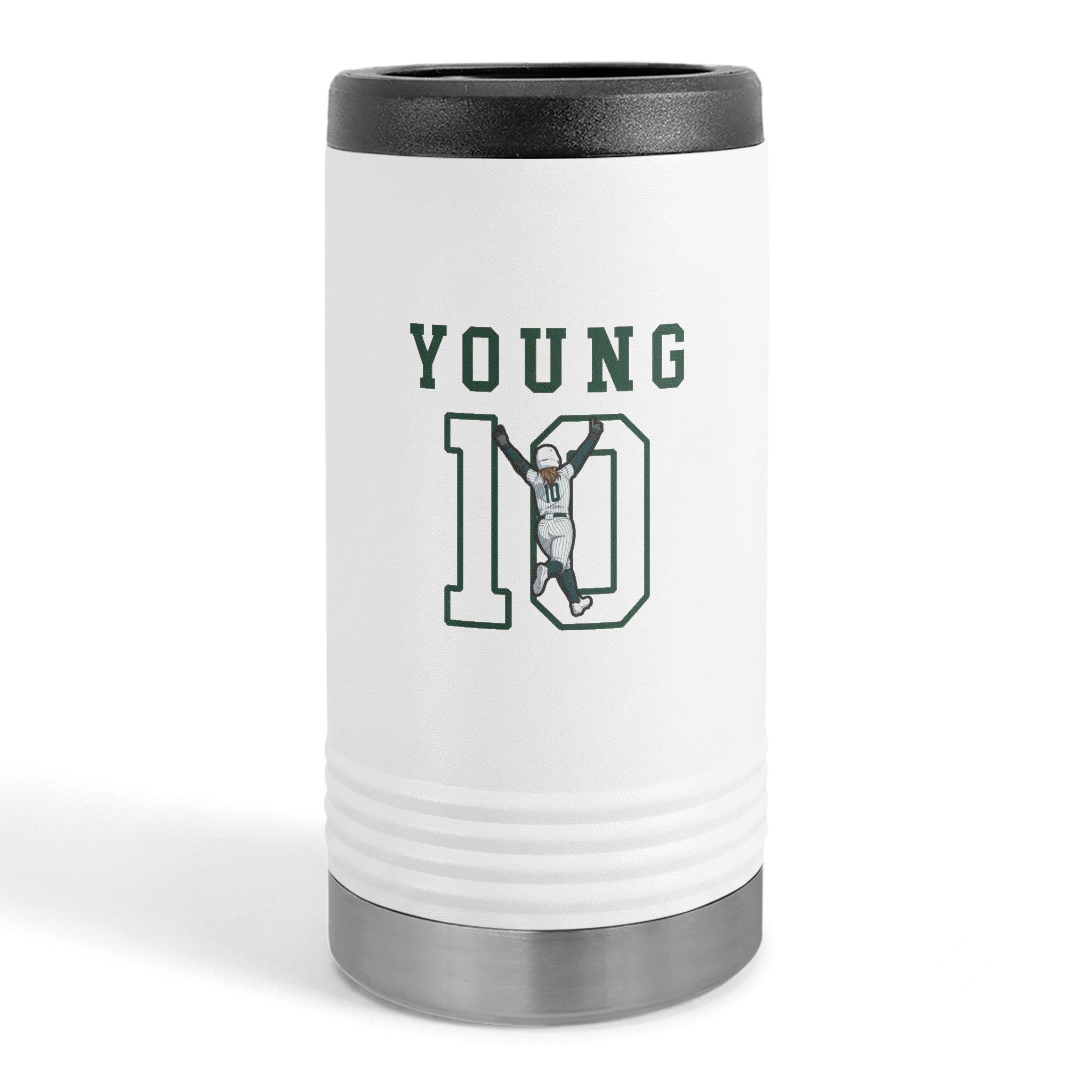 Slim Stainless Can Cooler — character_shirsey in White