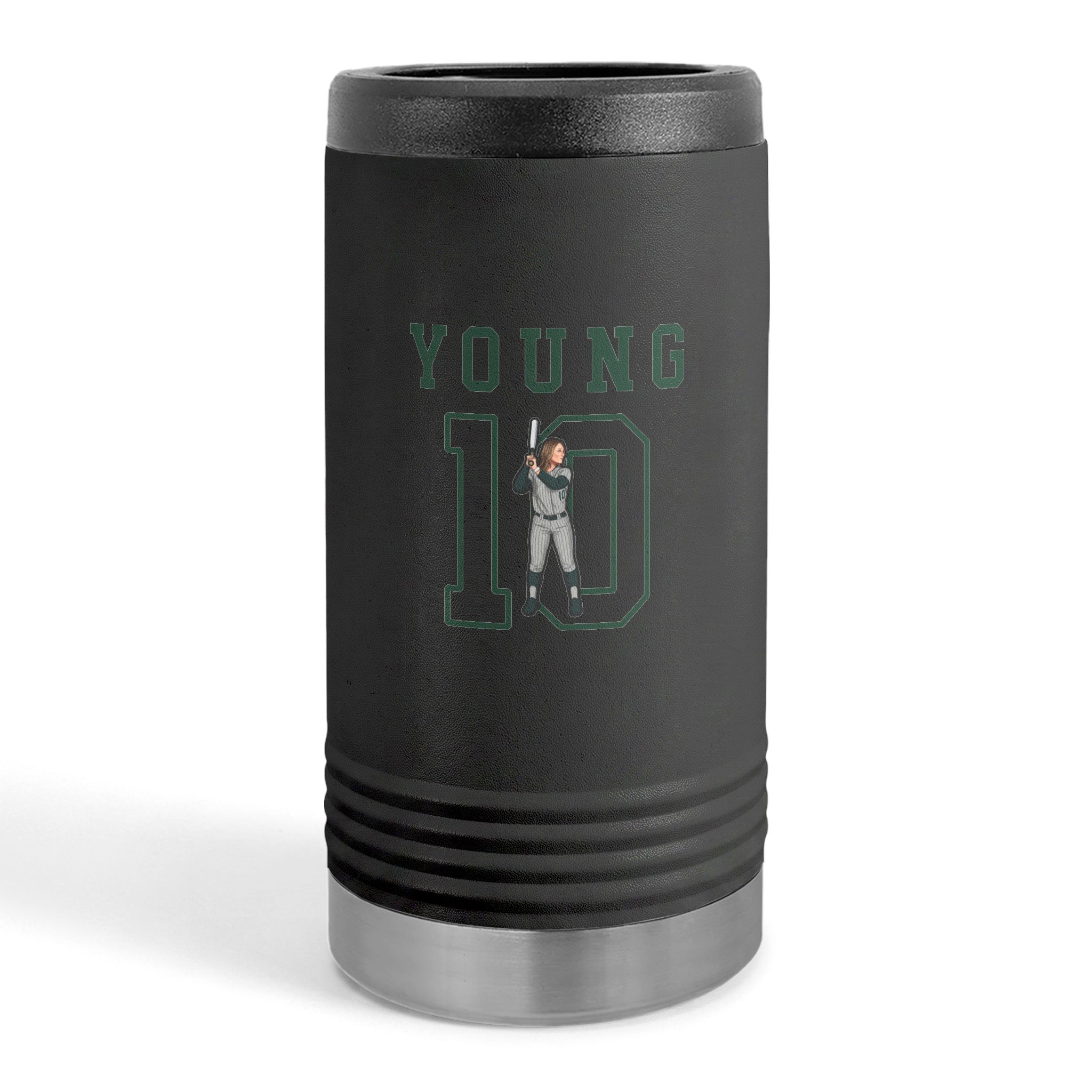 Slim Stainless Can Cooler — character_shirsey in Black