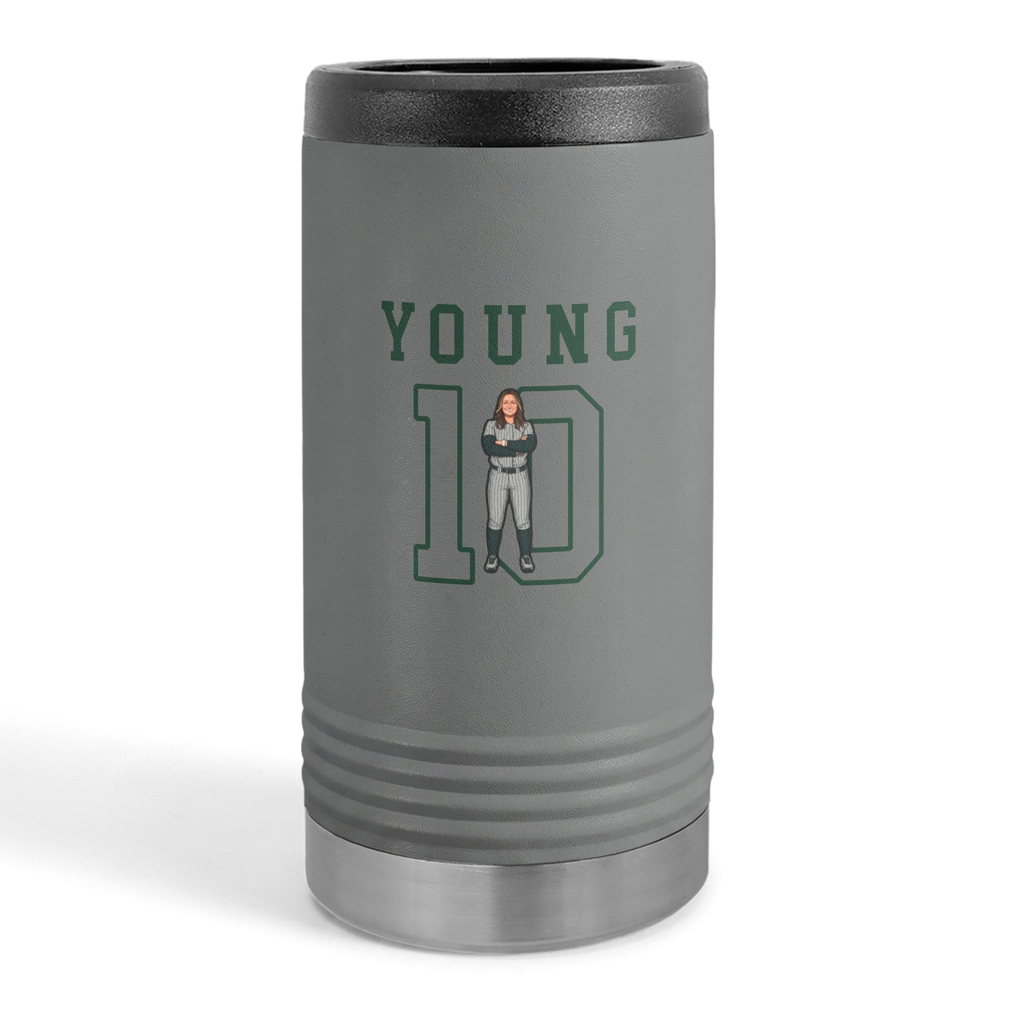 Slim Stainless Can Cooler — character_shirsey in Grey
