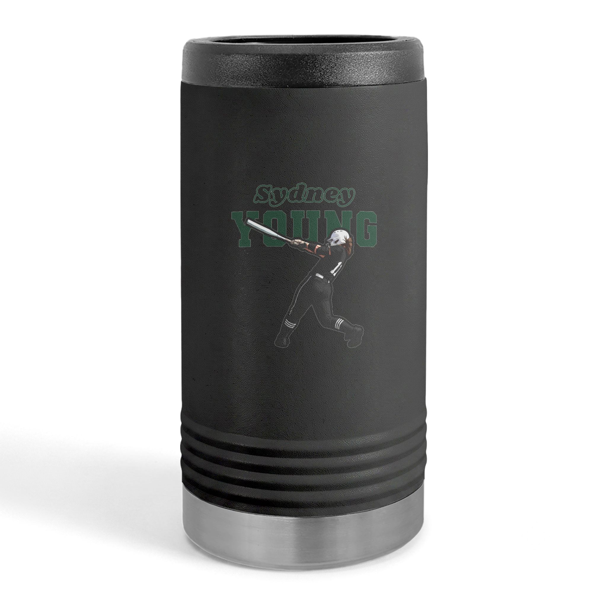 Slim Stainless Can Cooler — character_name_arch in Black