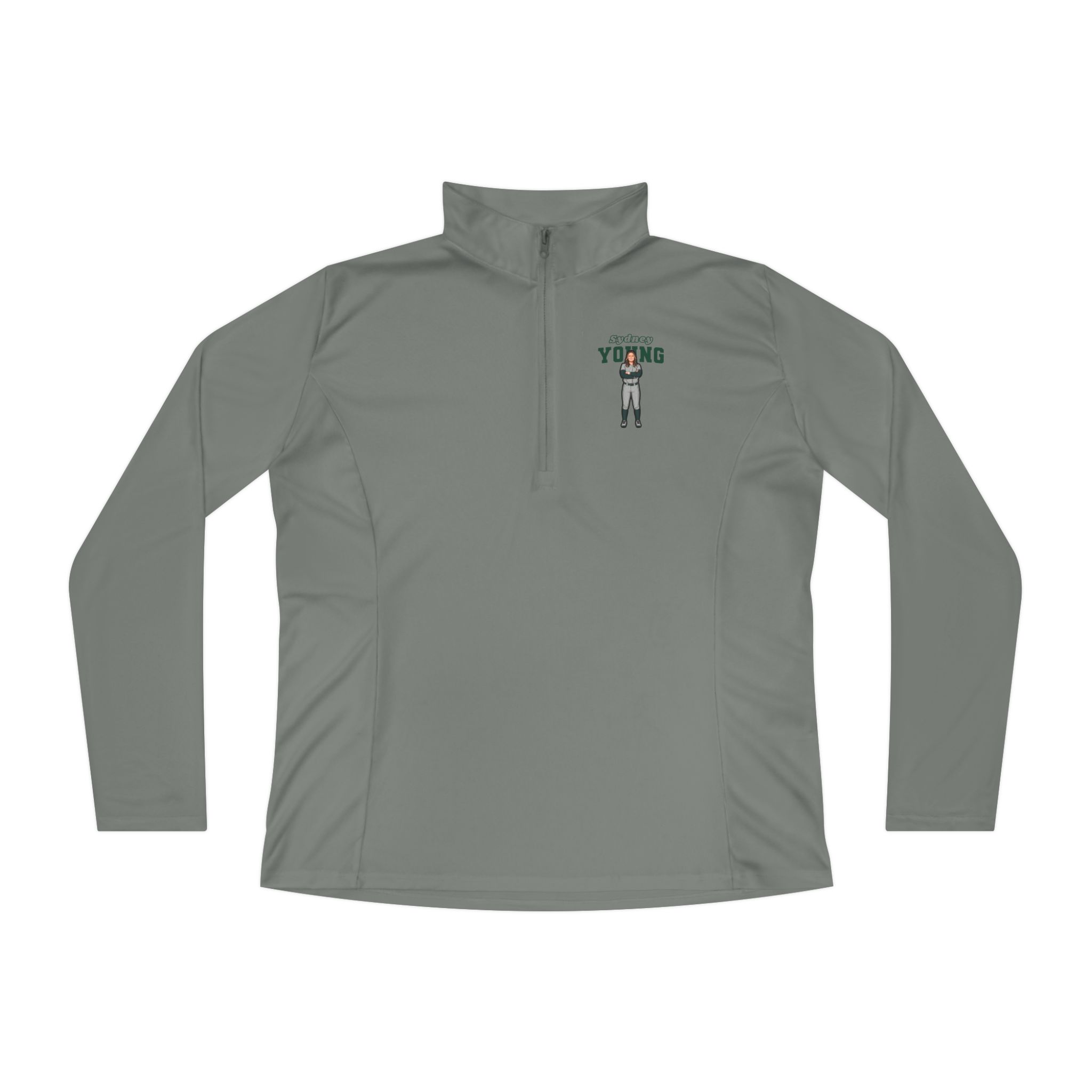 Women's Q-Zip Pullover — character_name_arch in Grey