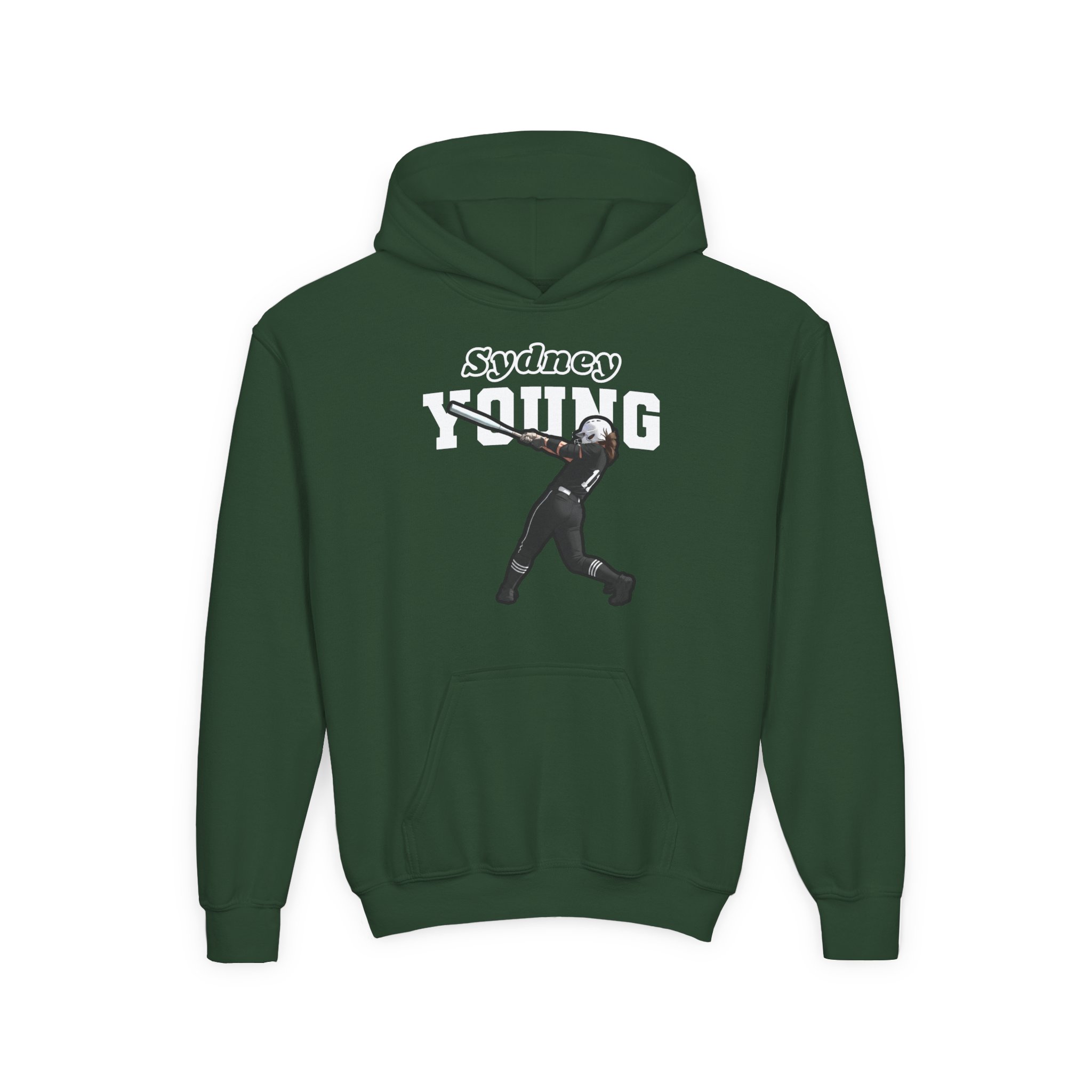 Youth Hoodie — character_name_arch in Green