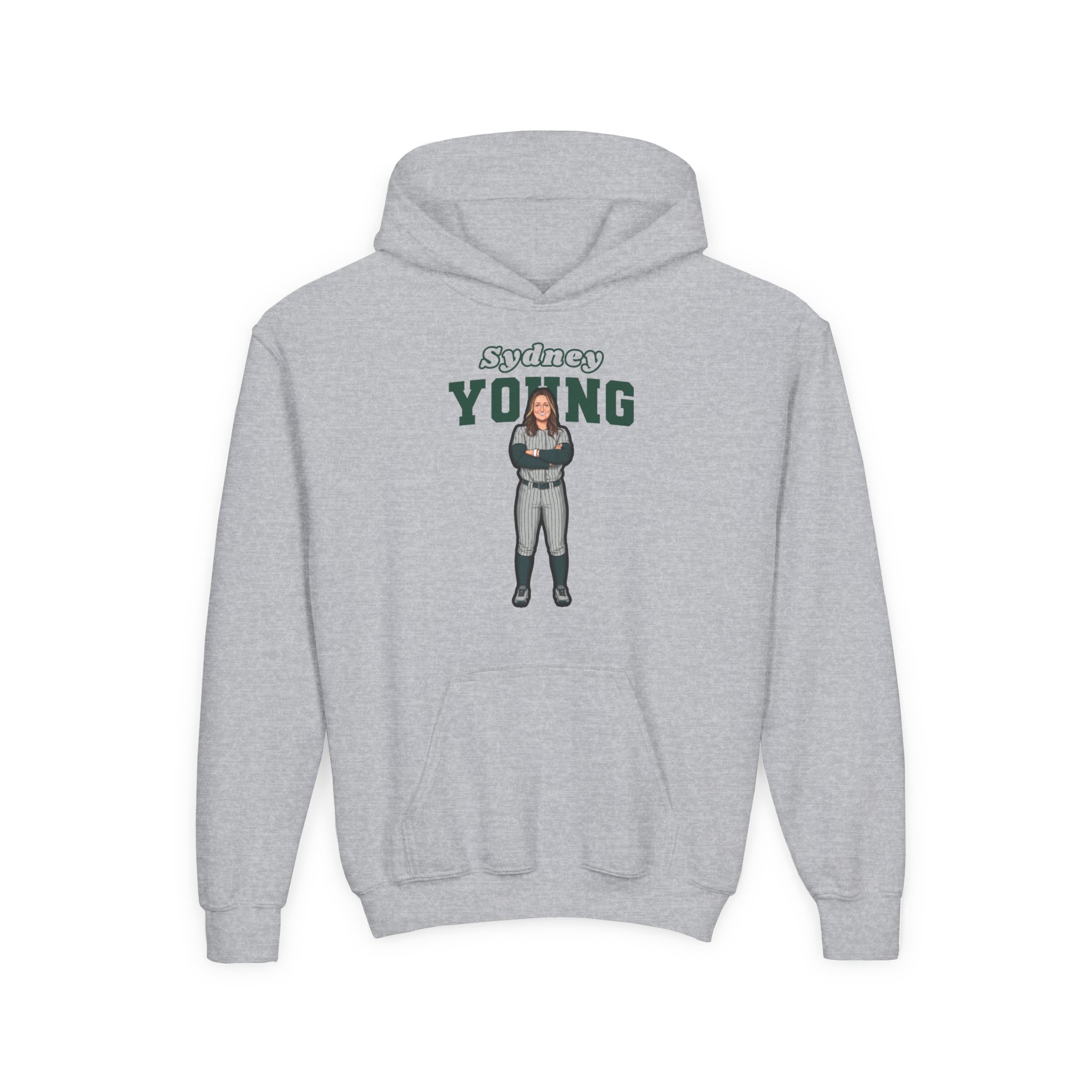 Youth Hoodie — character_name_arch in Grey