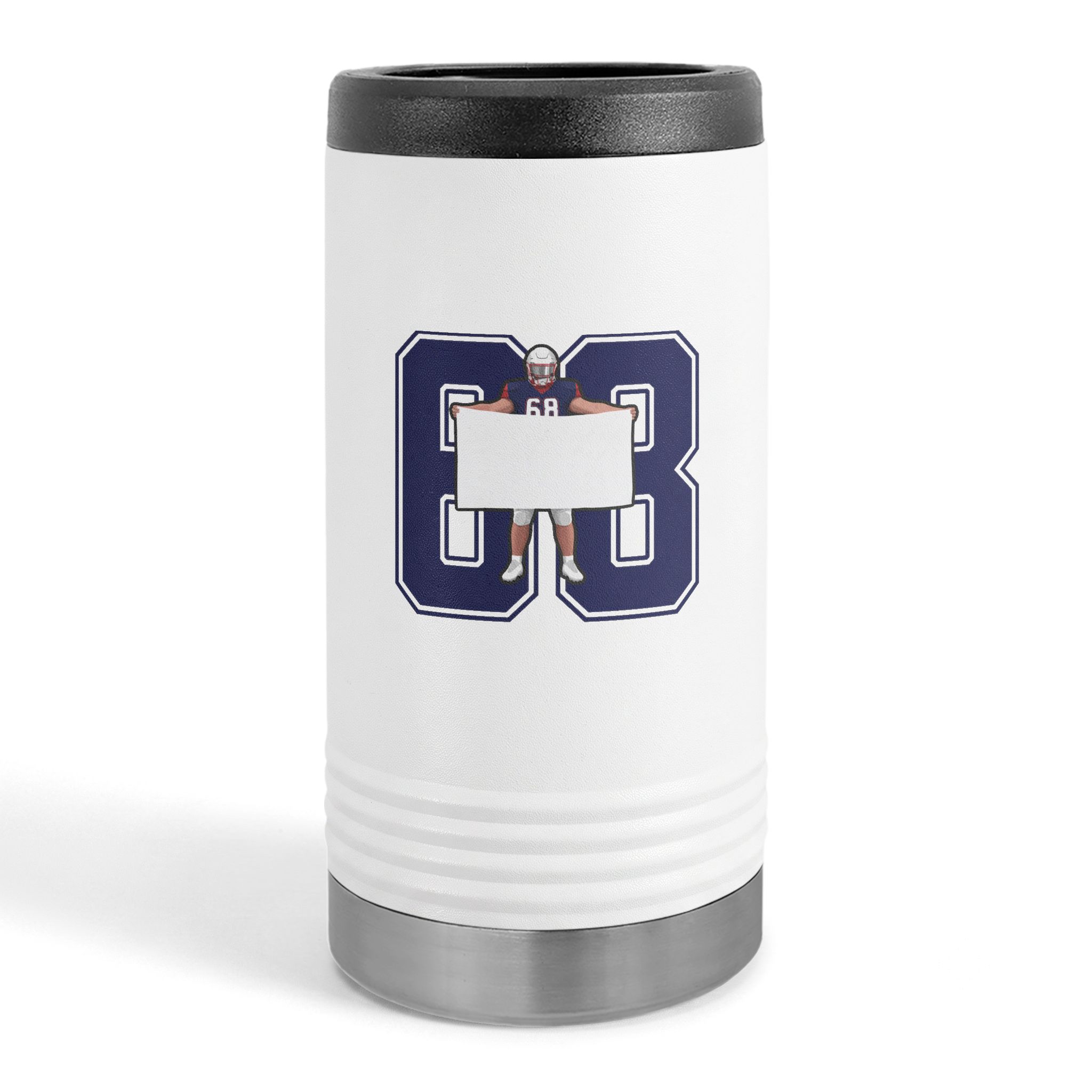 Slim Stainless Can Cooler — character_number in White