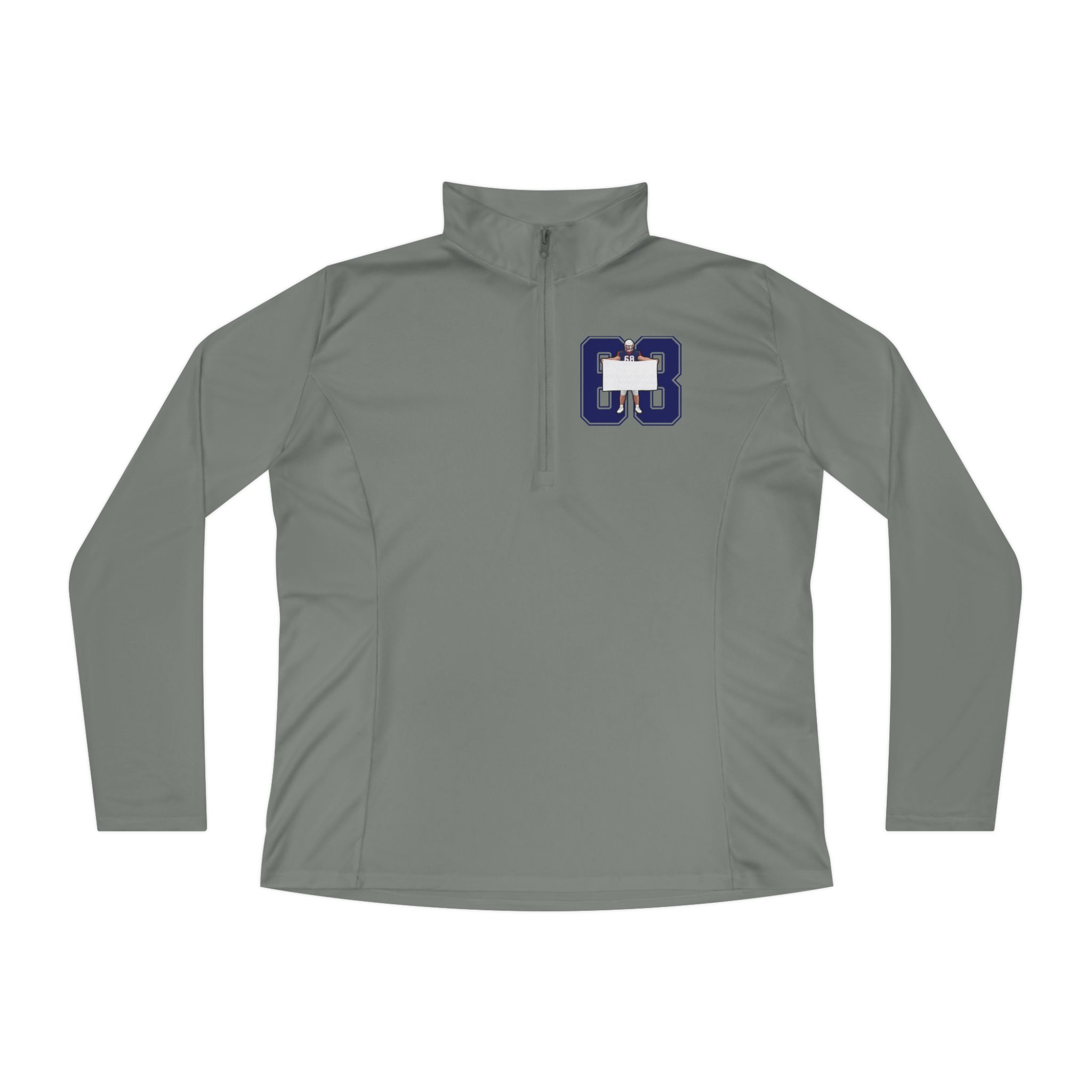 Women's Q-Zip Pullover — character_number in Grey