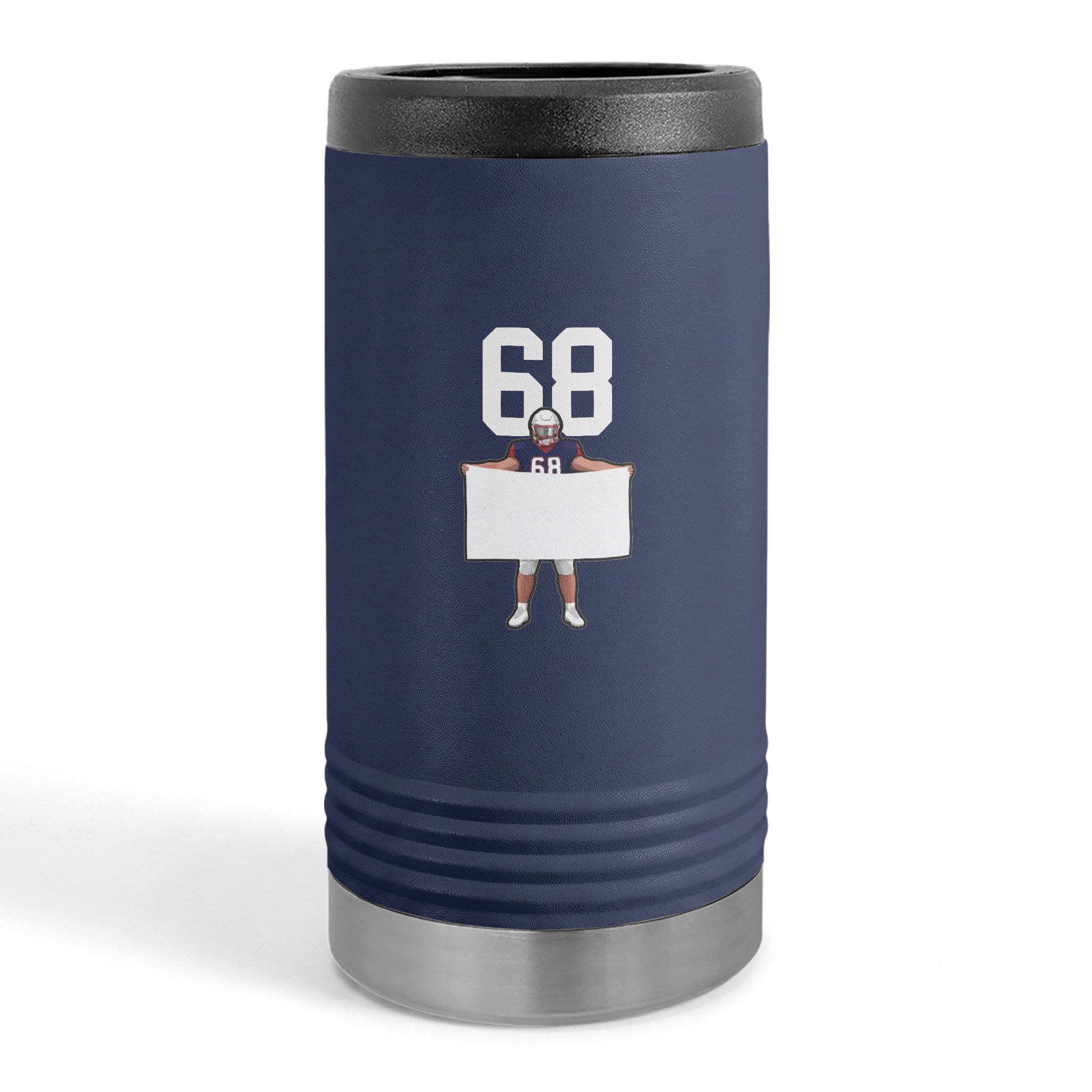 Slim Stainless Can Cooler — character_number_top in Navy
