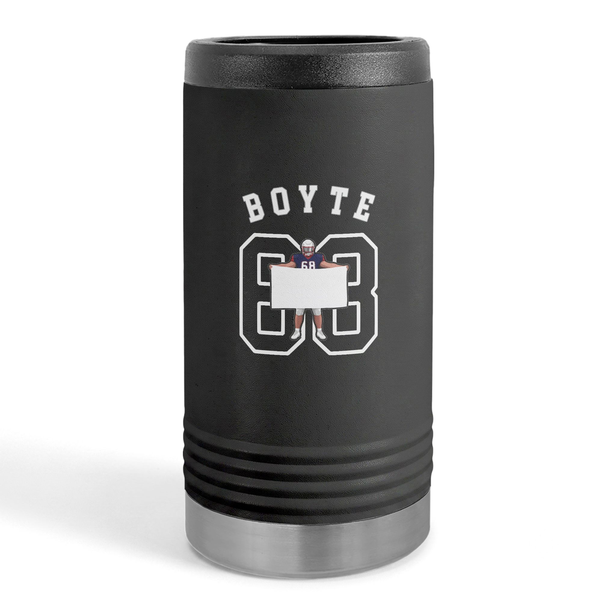 Slim Stainless Can Cooler — character_shirsey_arch in Black