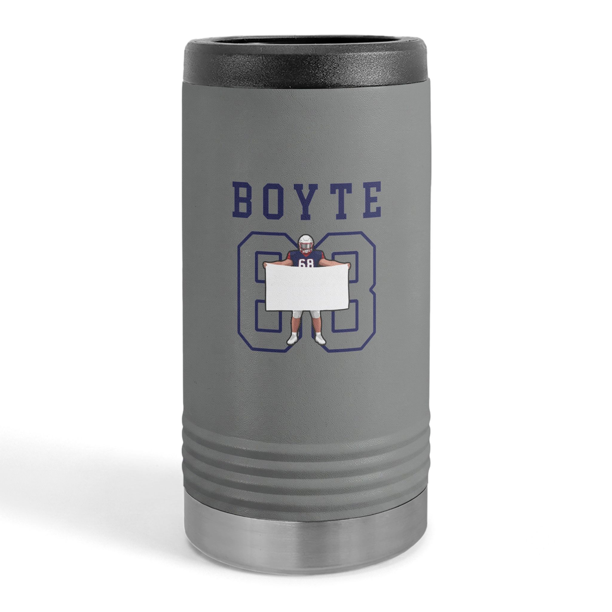 Slim Stainless Can Cooler — character_shirsey in Grey