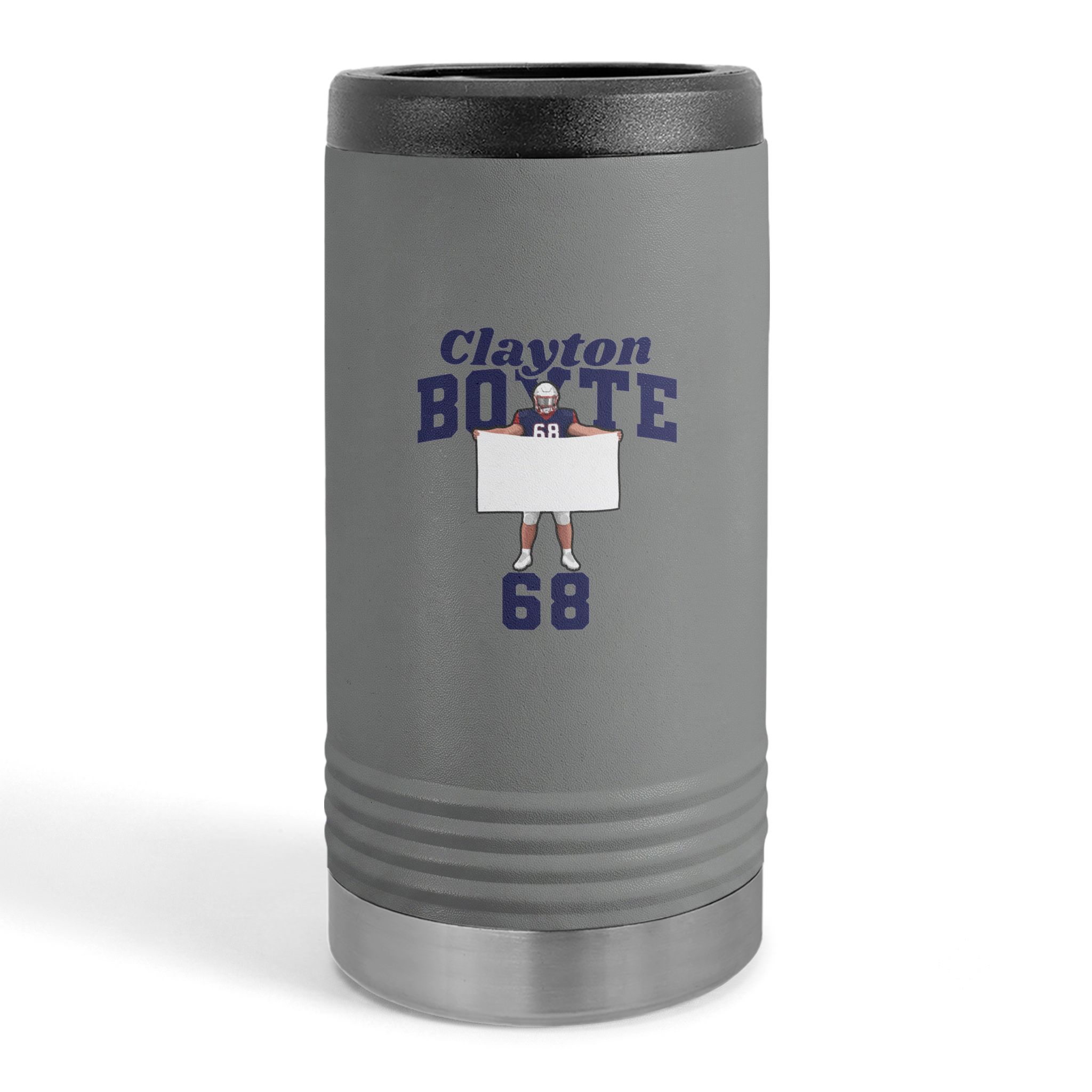 Slim Stainless Can Cooler — character_signature_arch in Grey
