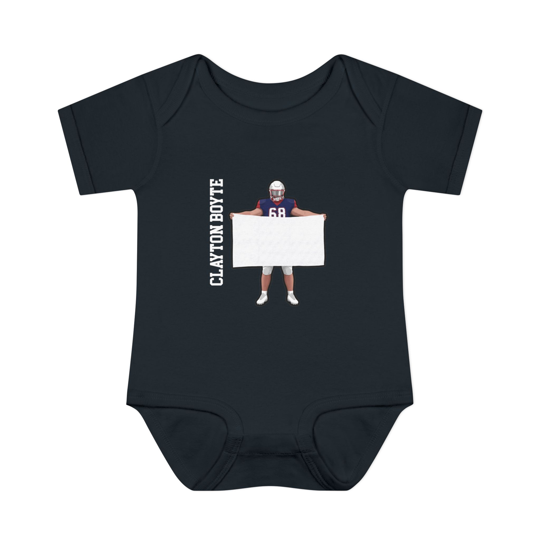 Baby Onesie — character_name_vertical in Black