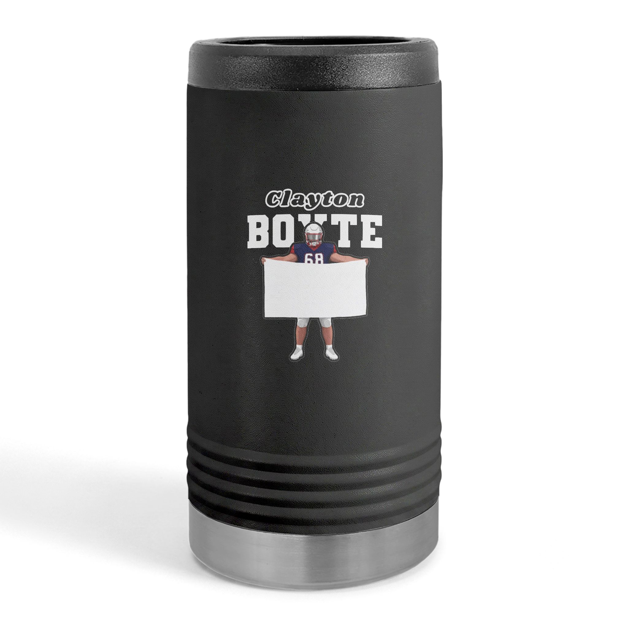 Slim Stainless Can Cooler — character_name_arch in Black
