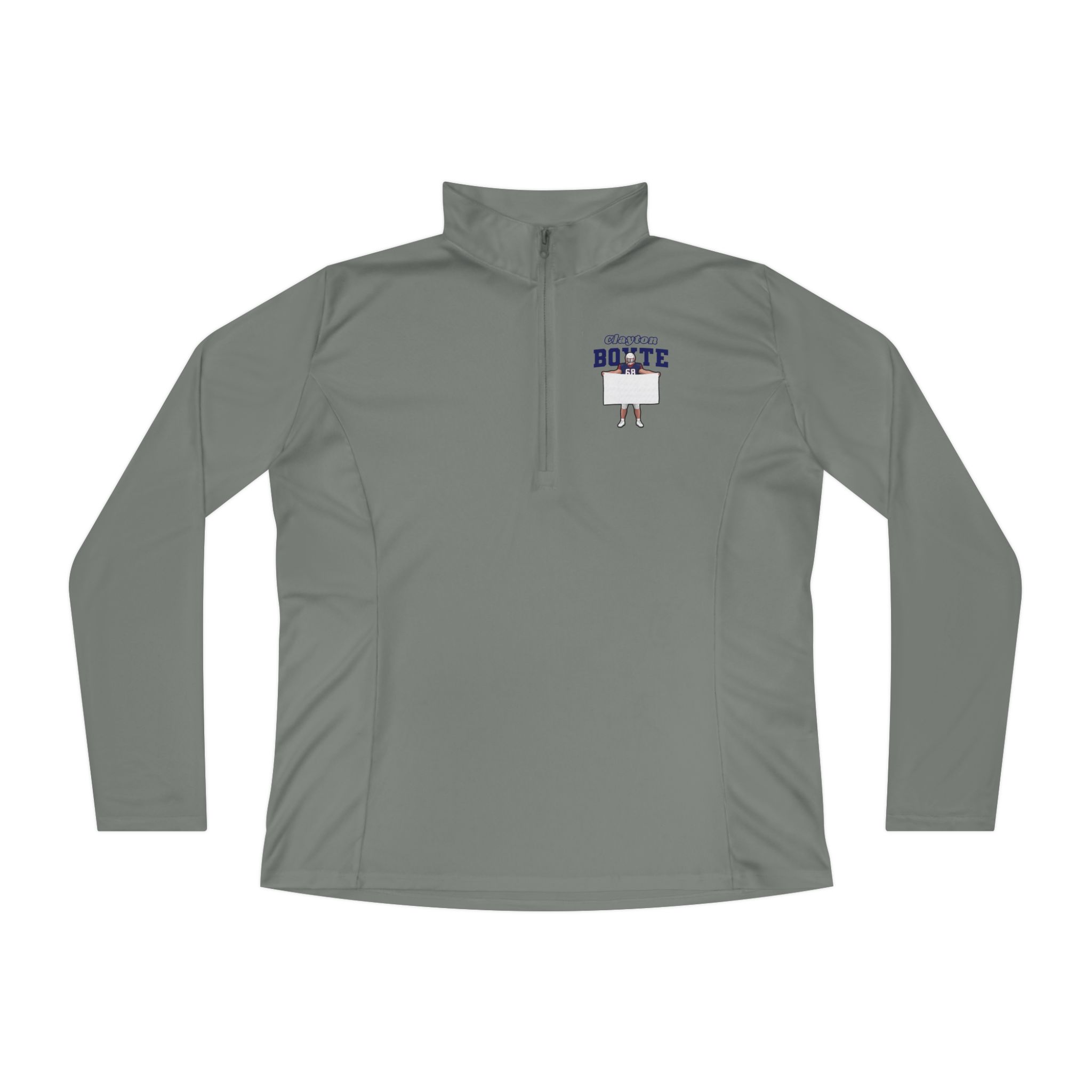 Women's Q-Zip Pullover — character_name_arch in Grey