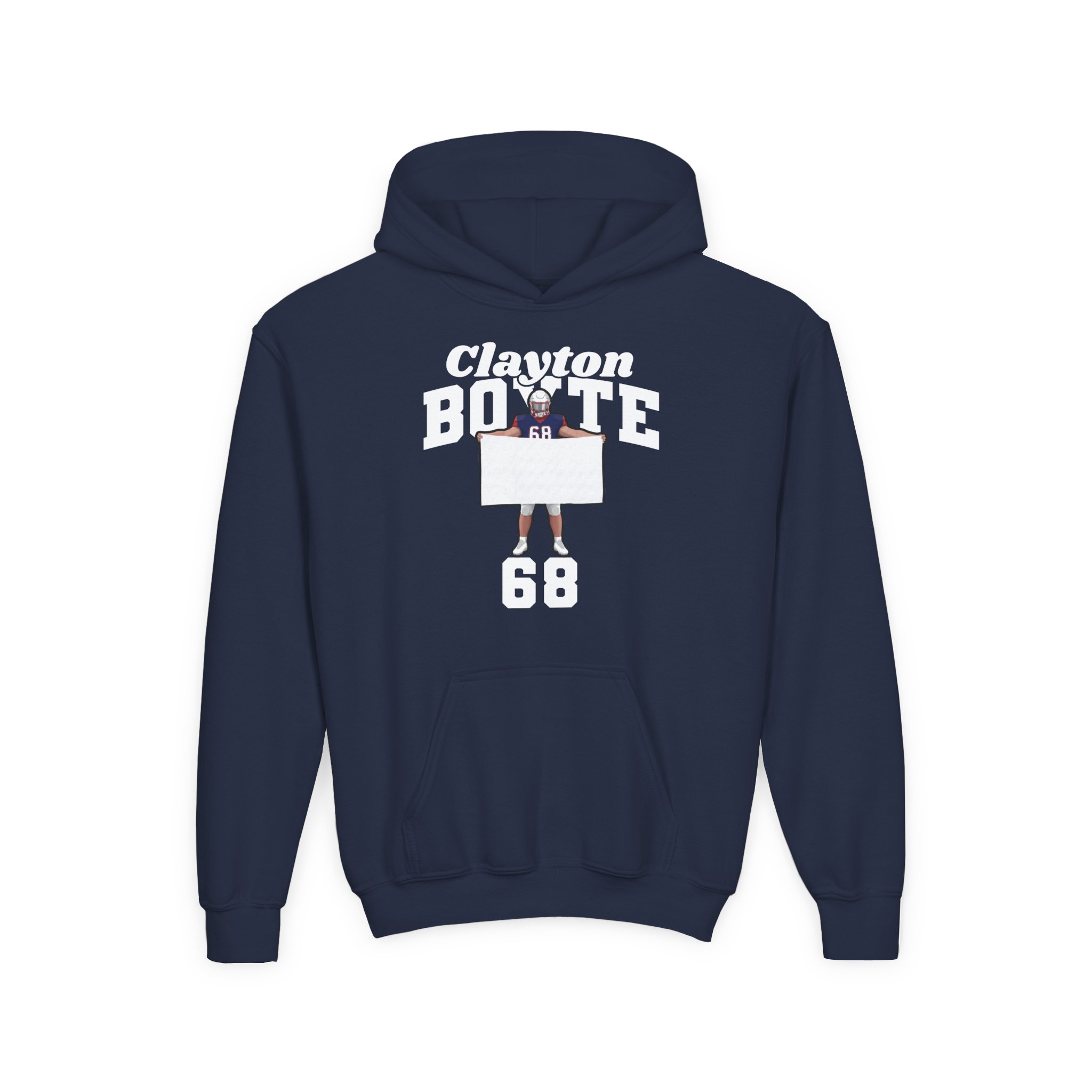 Youth Hoodie — character_signature_arch in Navy