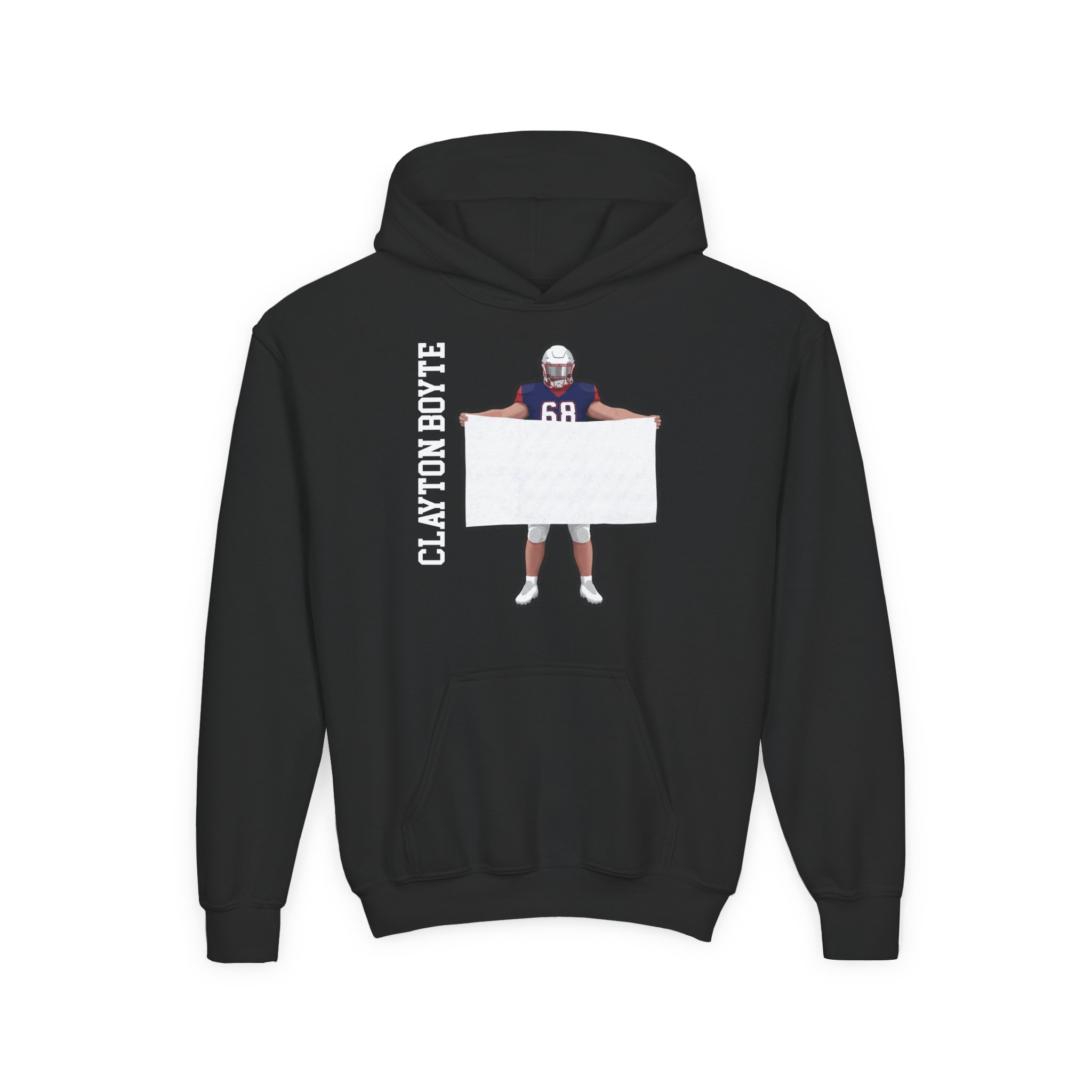 Youth Hoodie — character_name_vertical in Black