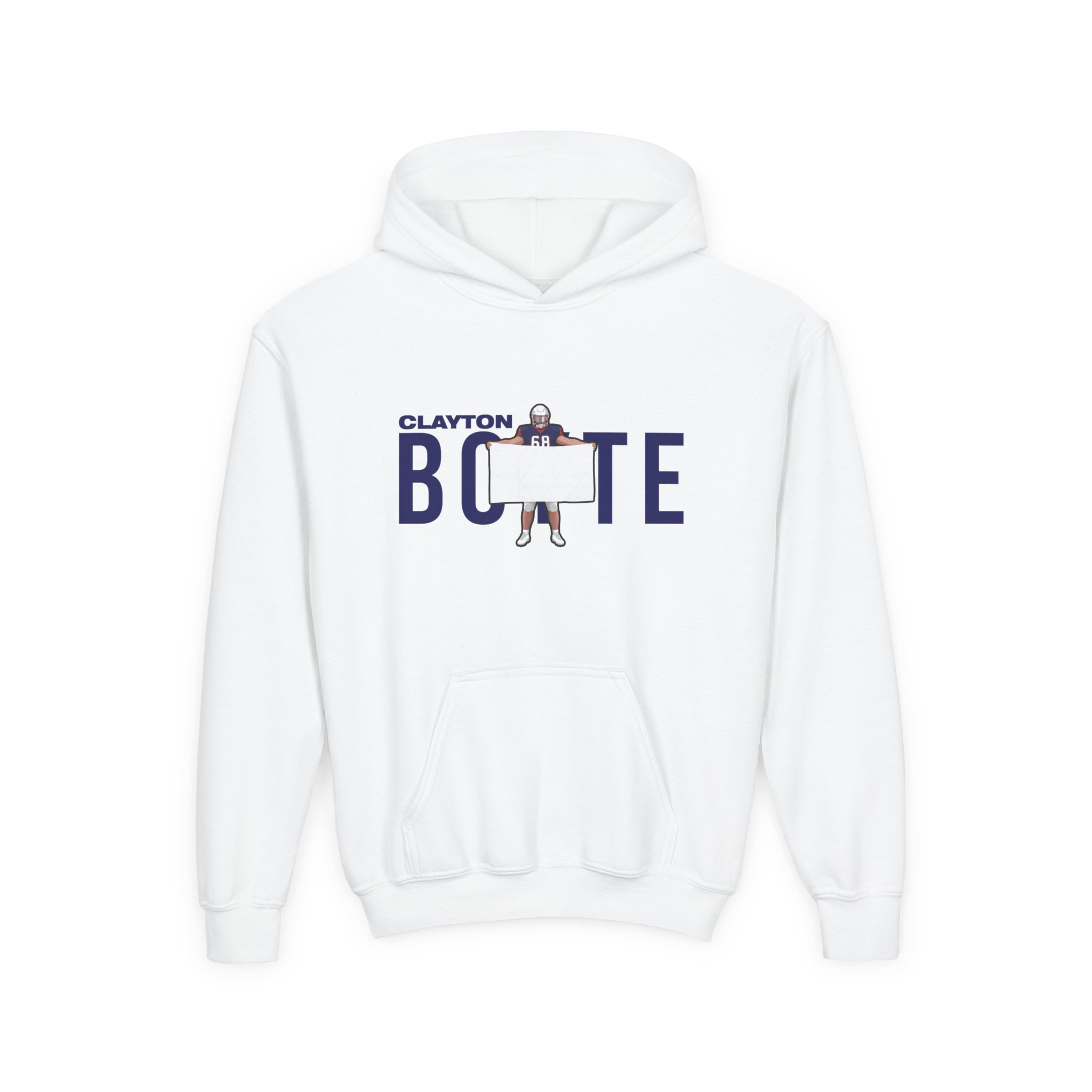 Youth Hoodie — character_player_name in White