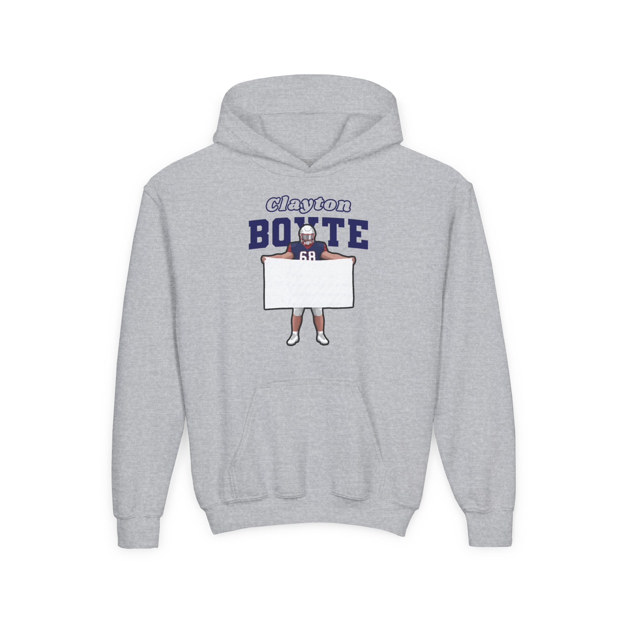 Youth Hoodie — character_name_arch in Grey