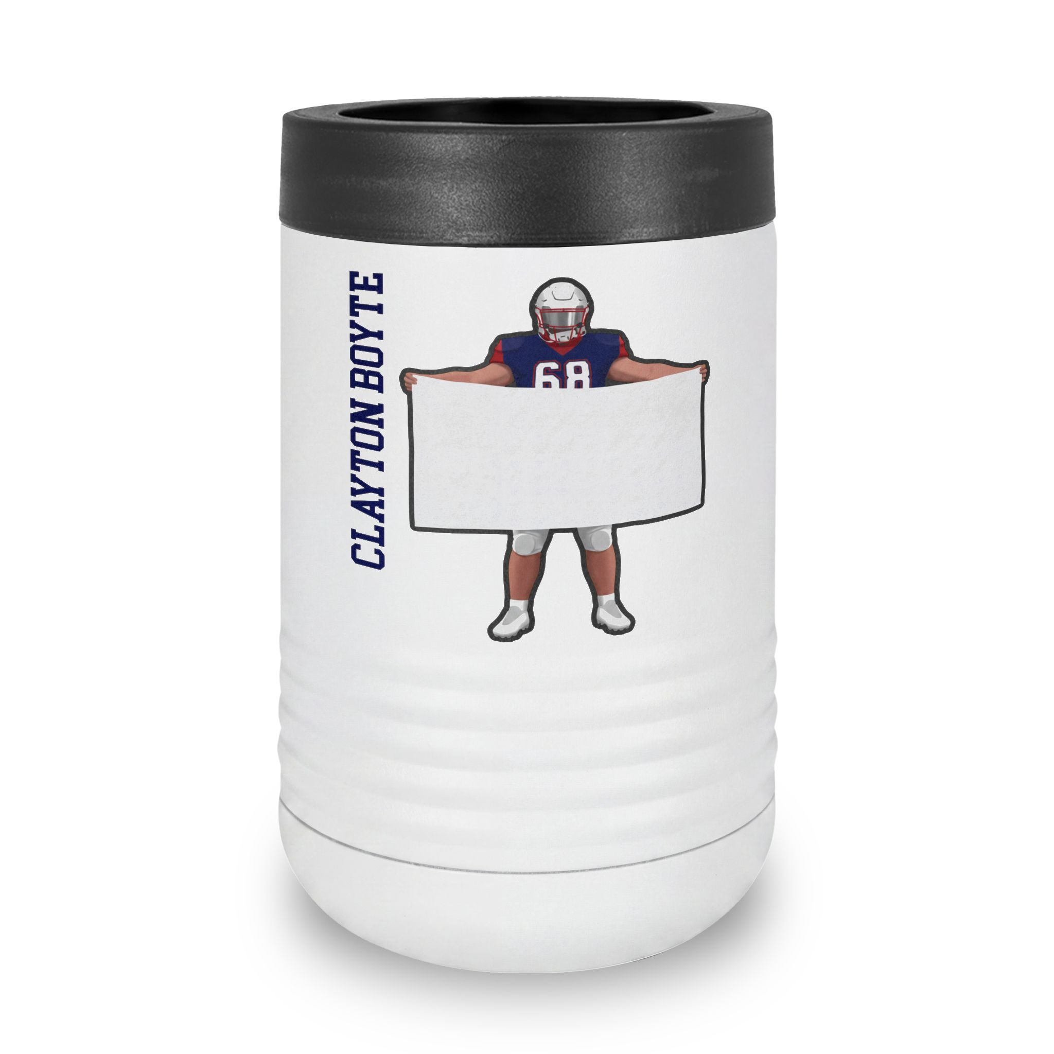 Stainless Can Cooler — character_name_vertical in White