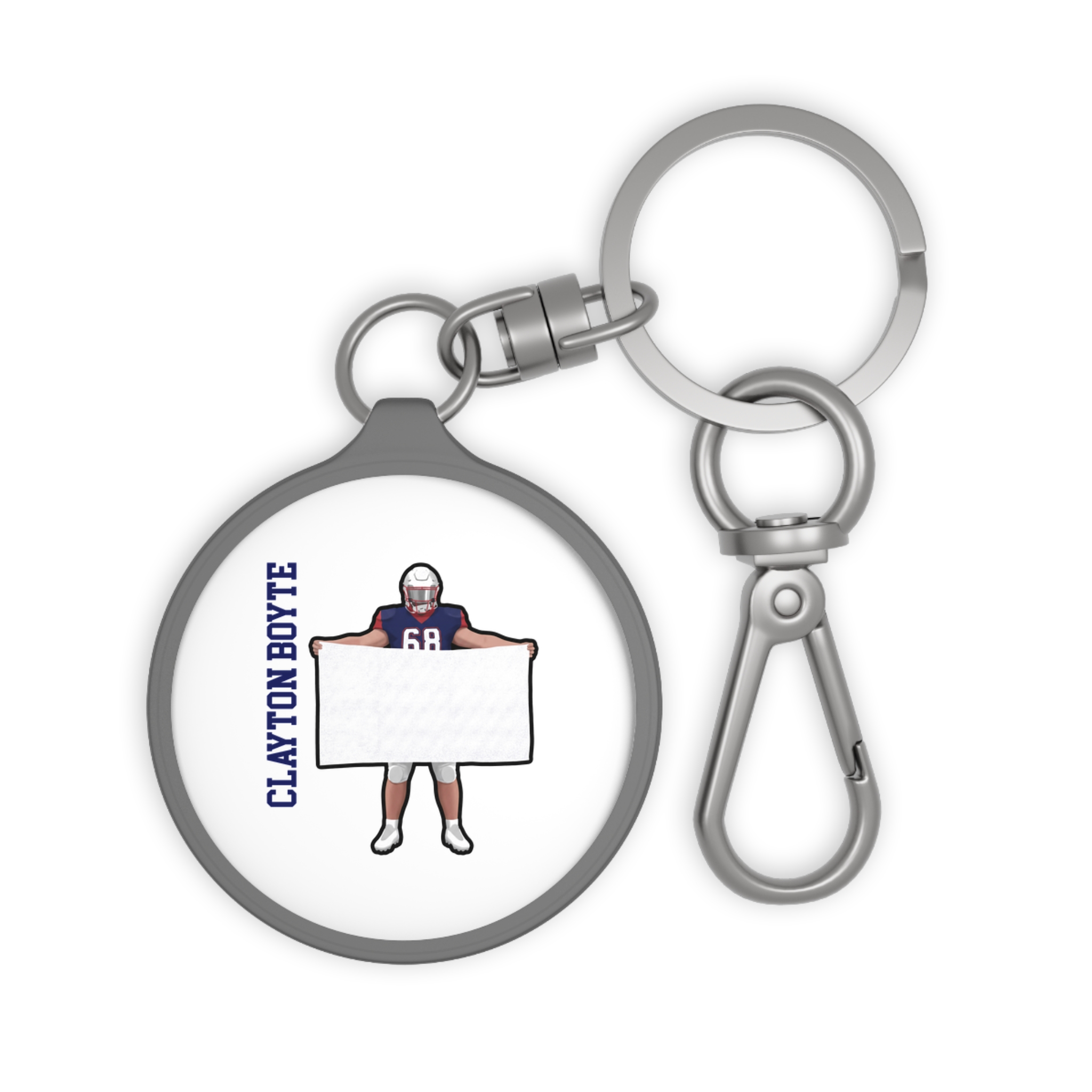 Keychain — character_name_vertical in Grey