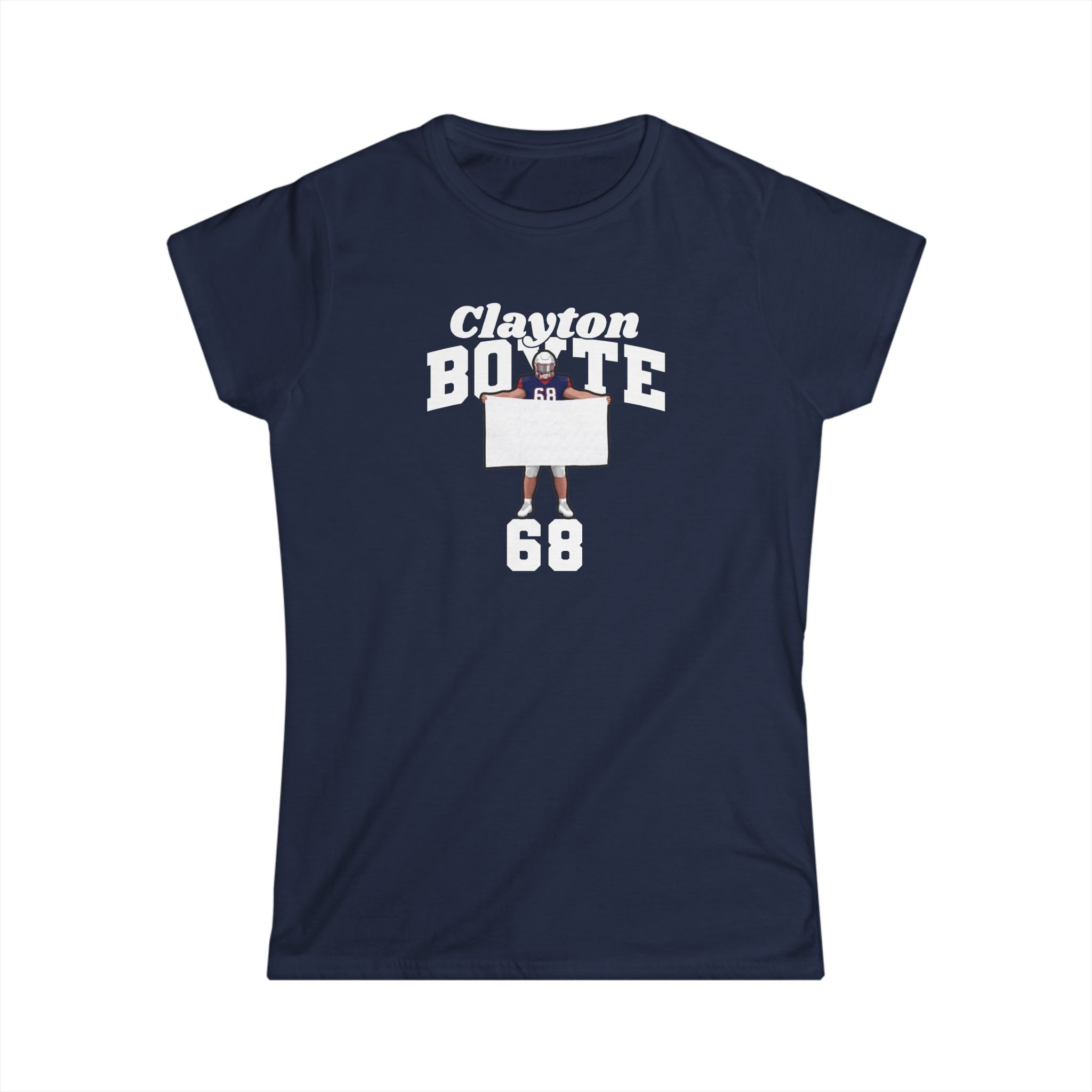 Women's Softstyle Tee — character_signature_arch in Navy