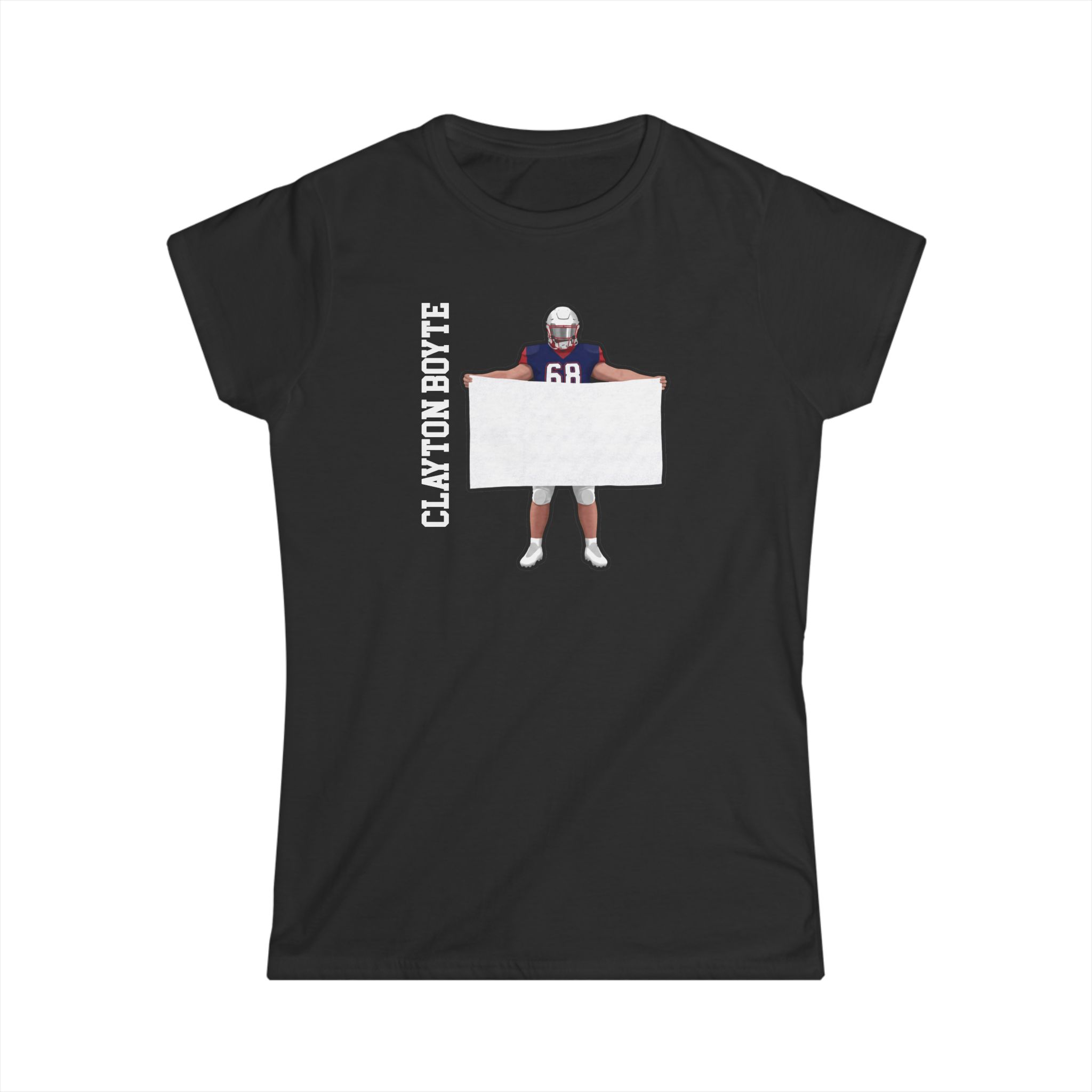 Women's Softstyle Tee — character_name_vertical in Black