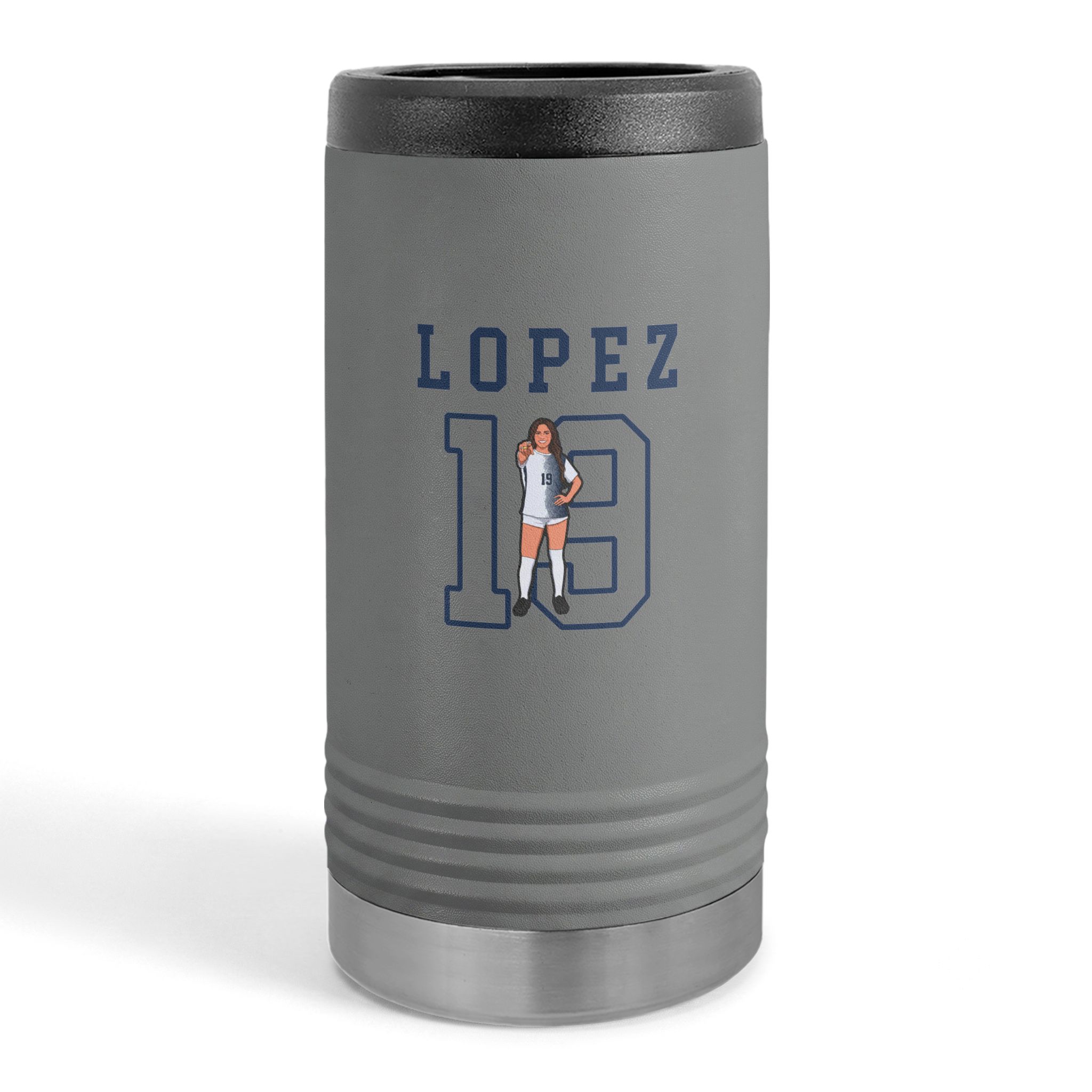 Slim Stainless Can Cooler — character_shirsey in Grey