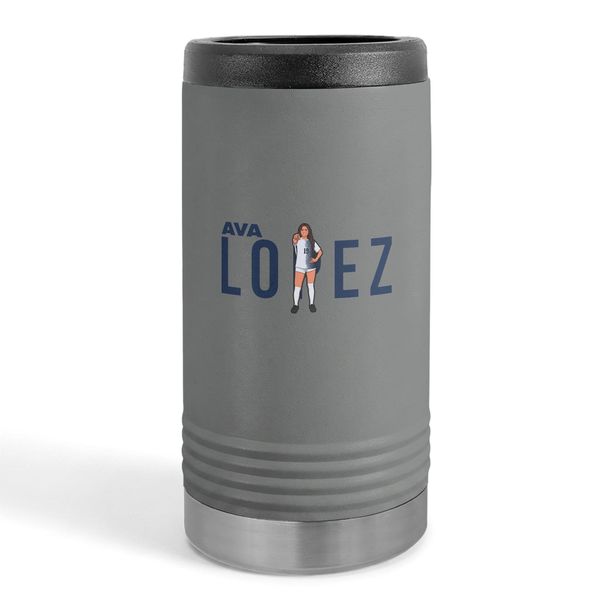Slim Stainless Can Cooler — character_player_name in Grey
