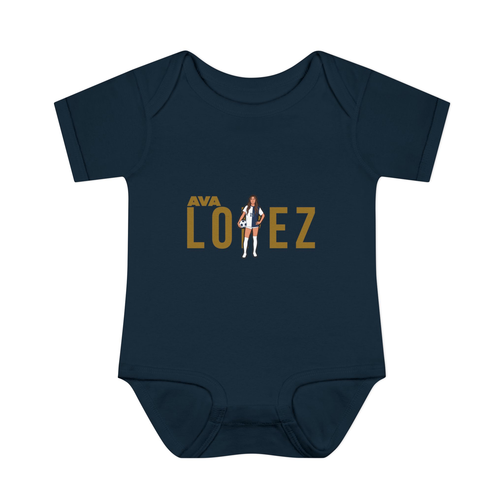 Baby Onesie — character_player_name in Navy