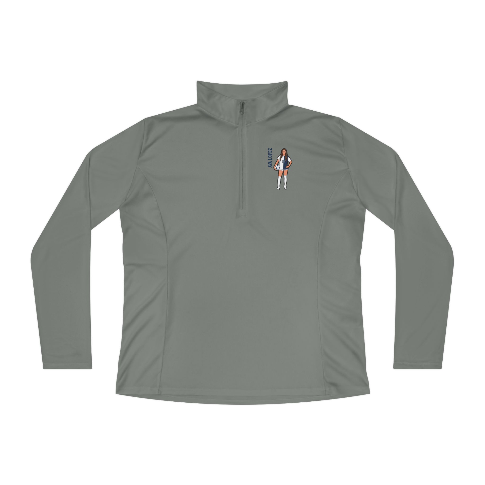 Women's Q-Zip Pullover — character_name_vertical in Grey