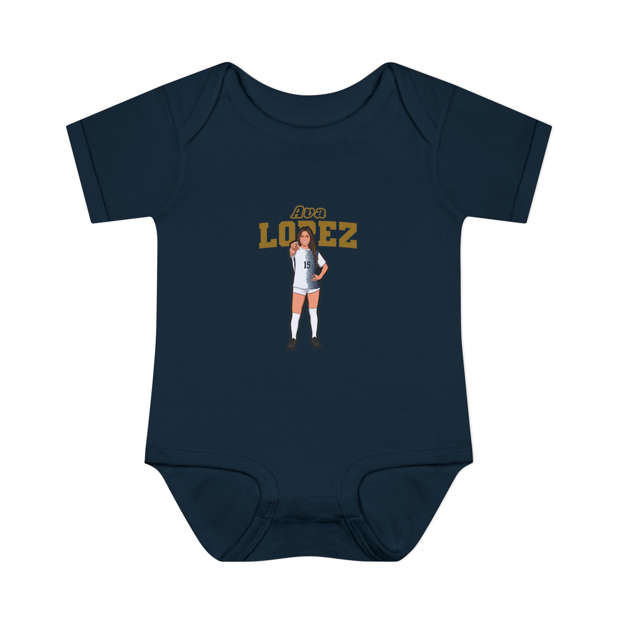Baby Onesie — character_name_arch in Navy