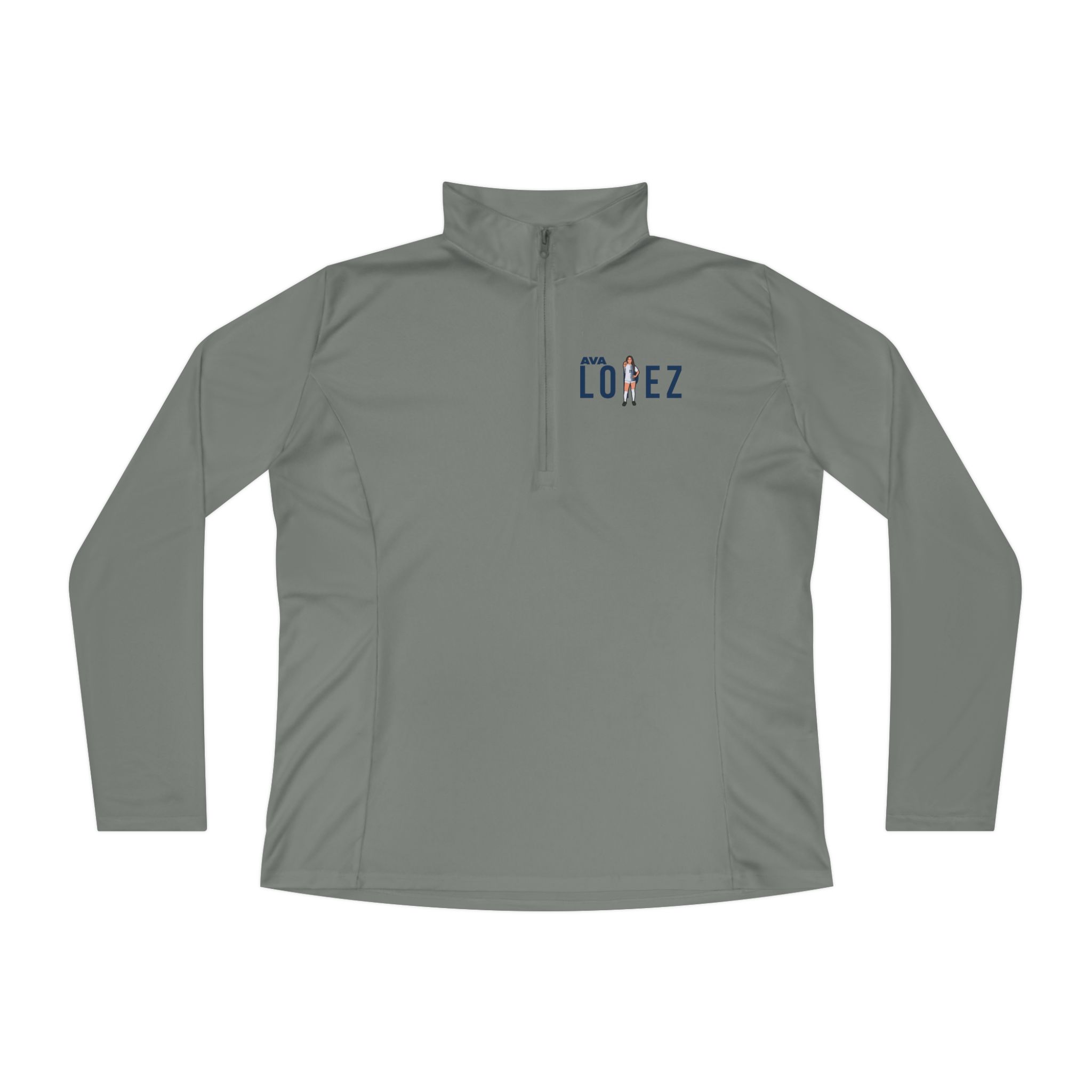 Women's Q-Zip Pullover — character_player_name in Grey