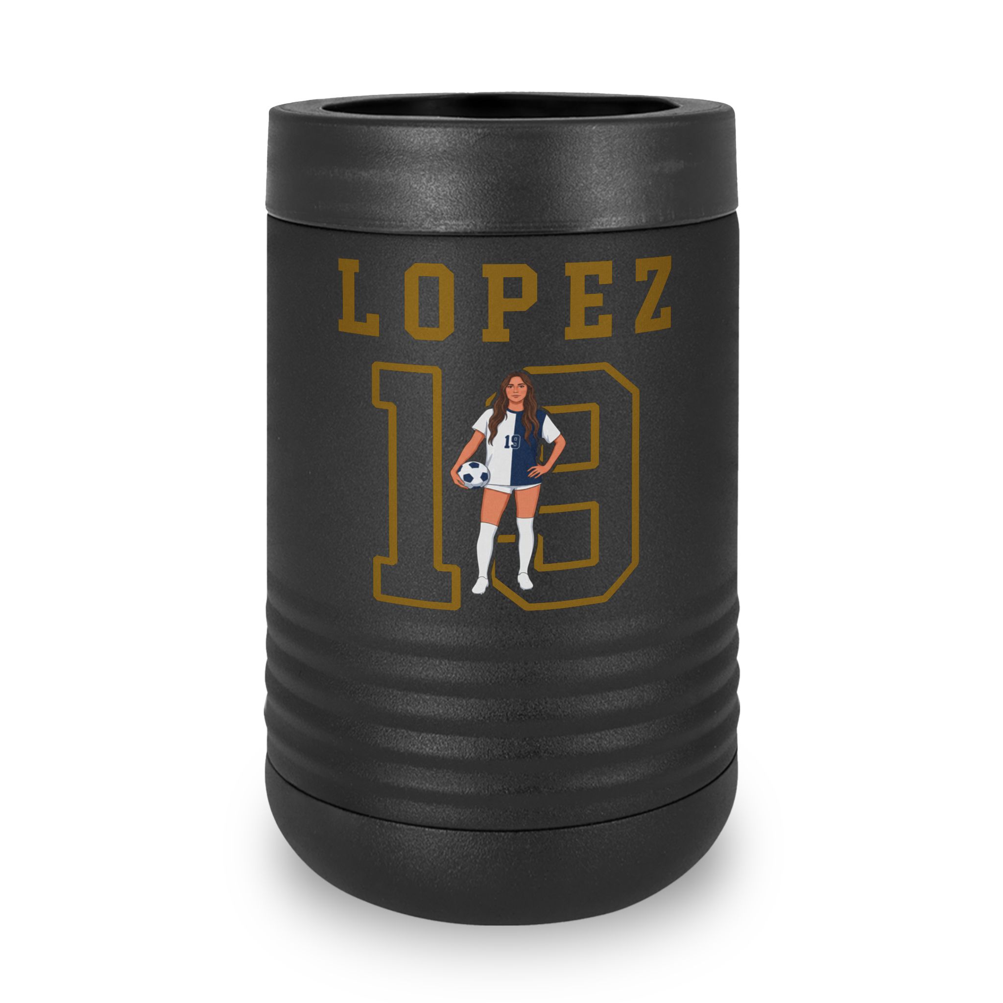 Stainless Can Cooler — character_shirsey in Black