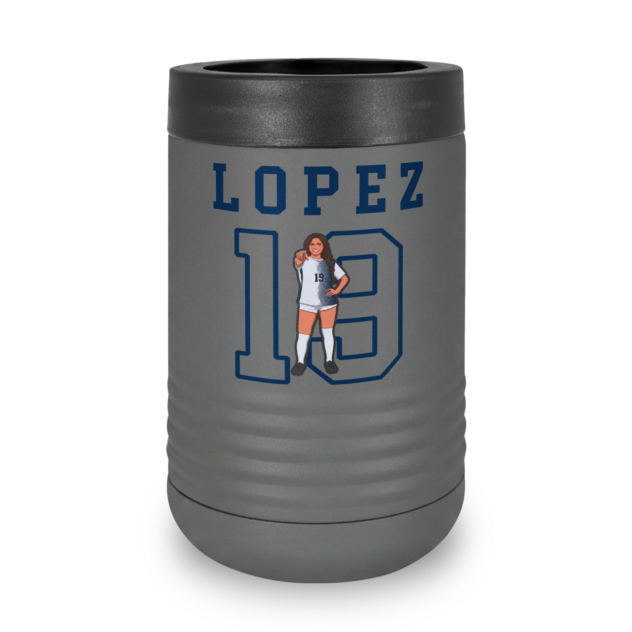 Stainless Can Cooler — character_shirsey in Grey
