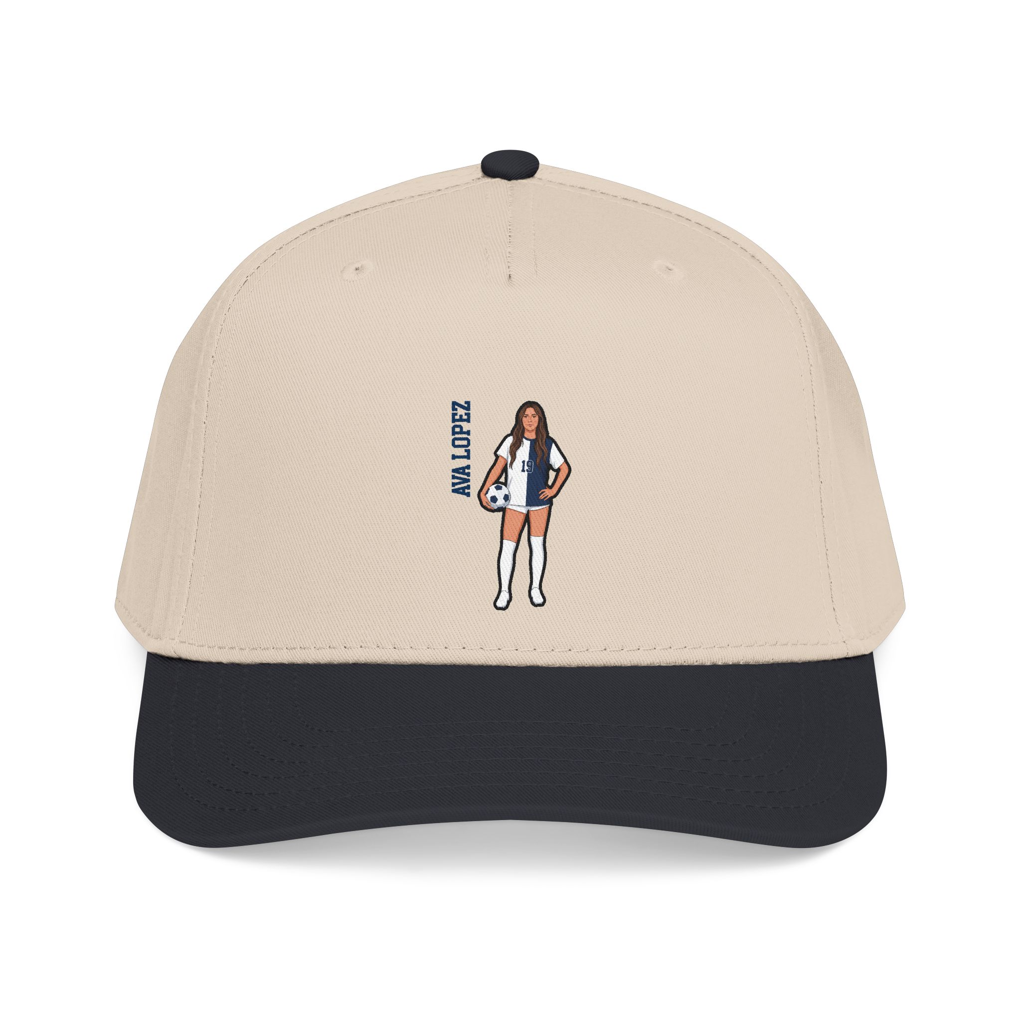 Baseball Cap — character_name_vertical in Black / Natural