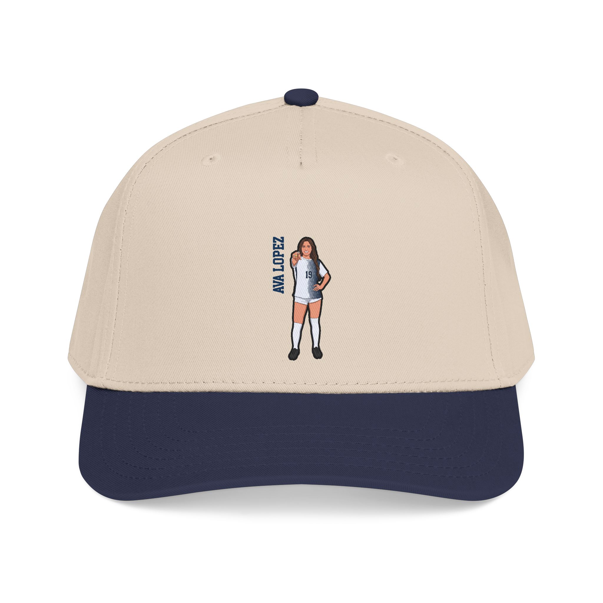 Baseball Cap — character_name_vertical in Navy / Natural