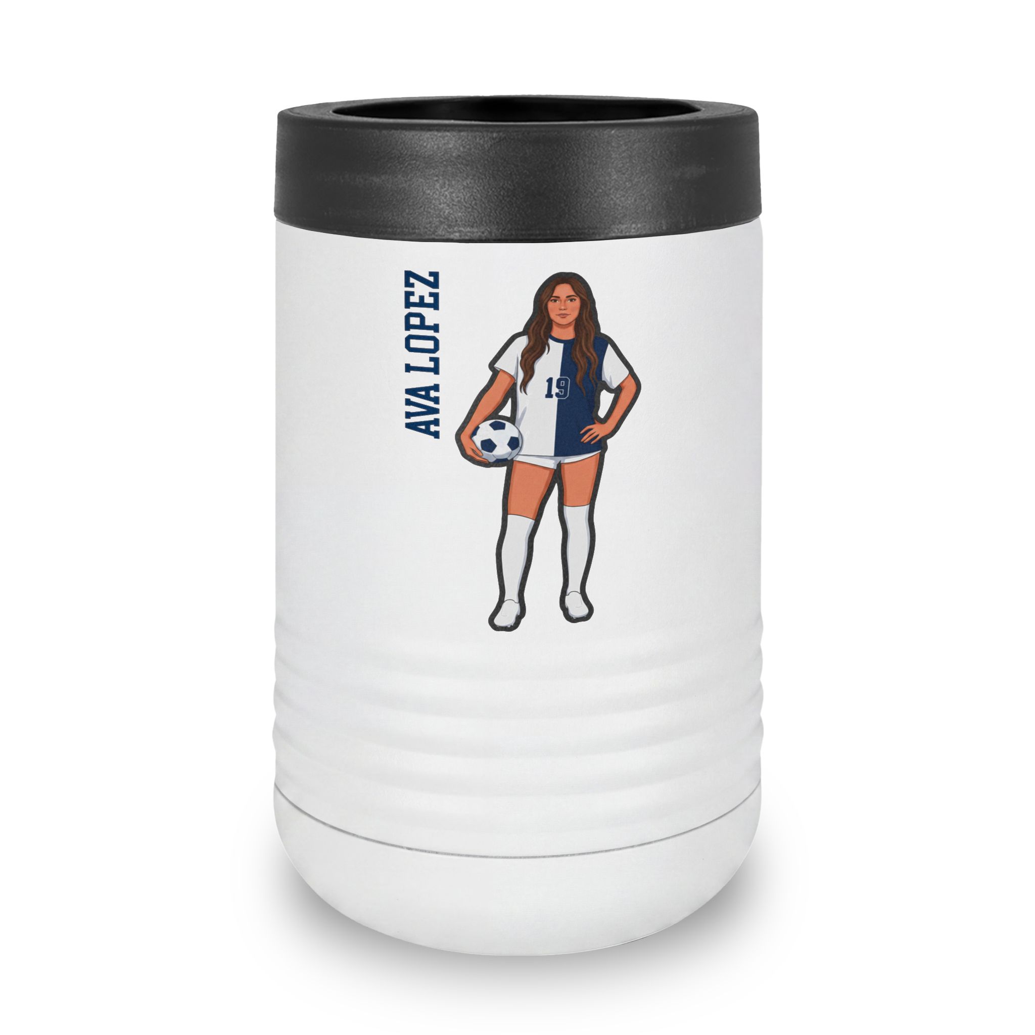 Stainless Can Cooler — character_name_vertical in White