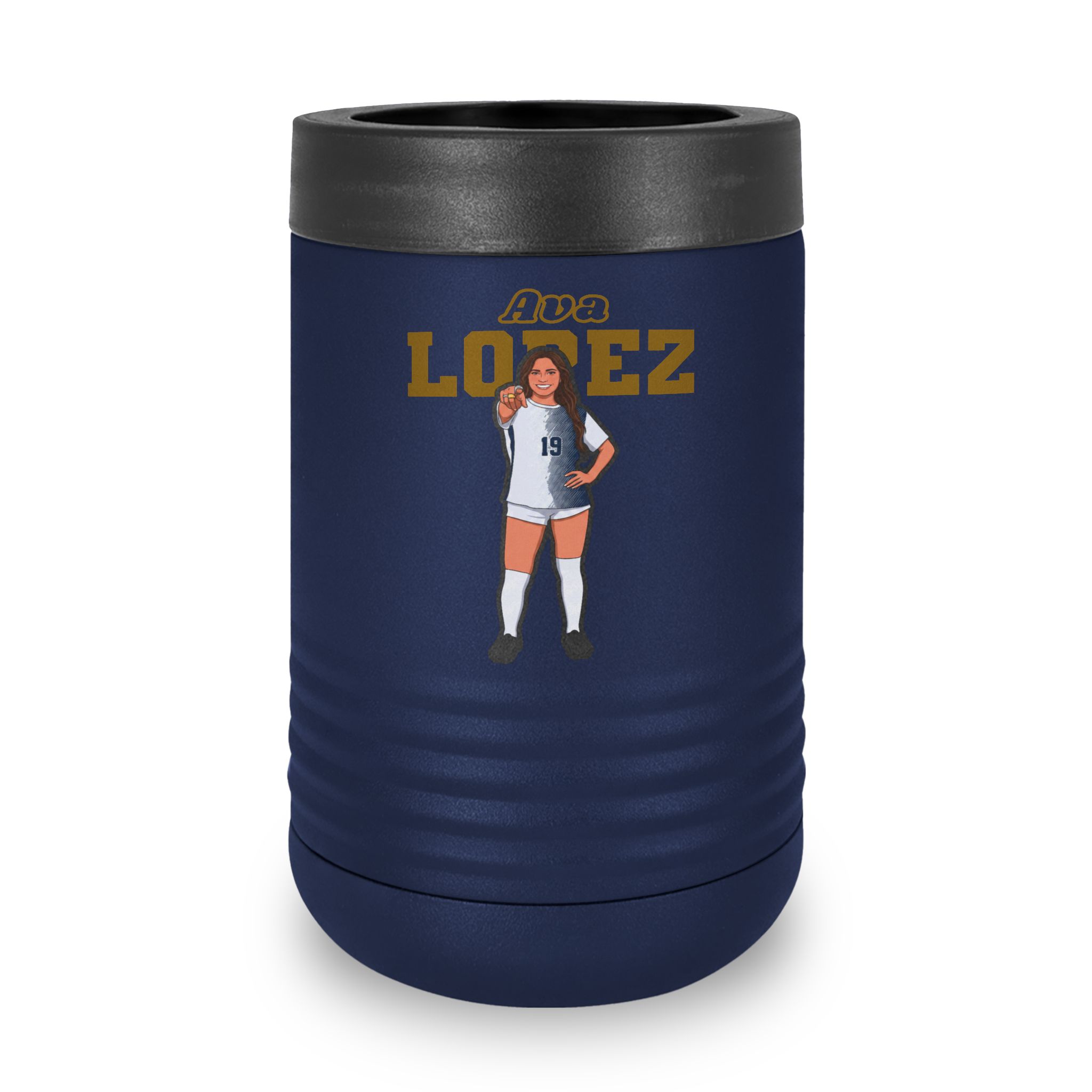 Stainless Can Cooler — character_name_arch in Navy