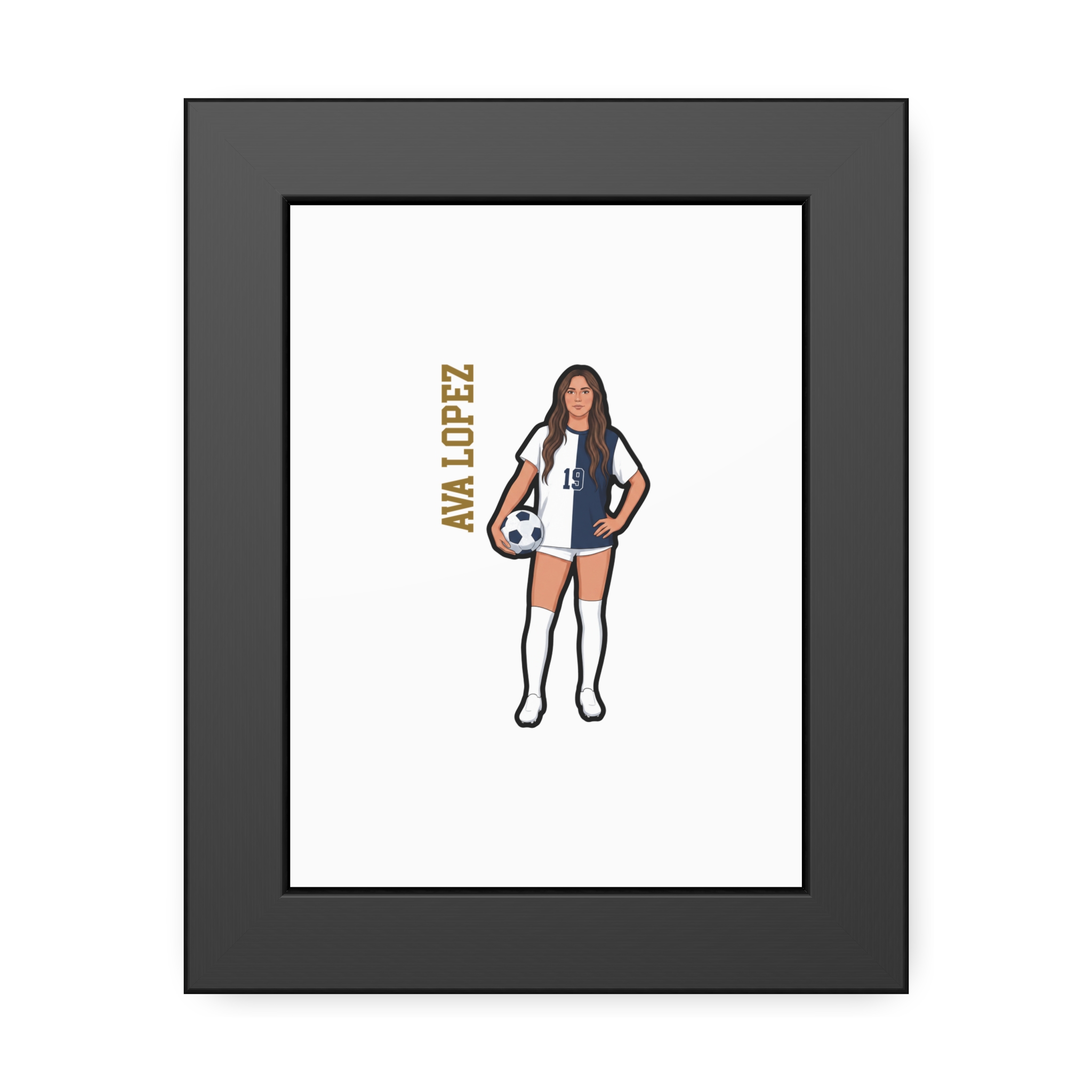Framed Poster — character_name_vertical in Black