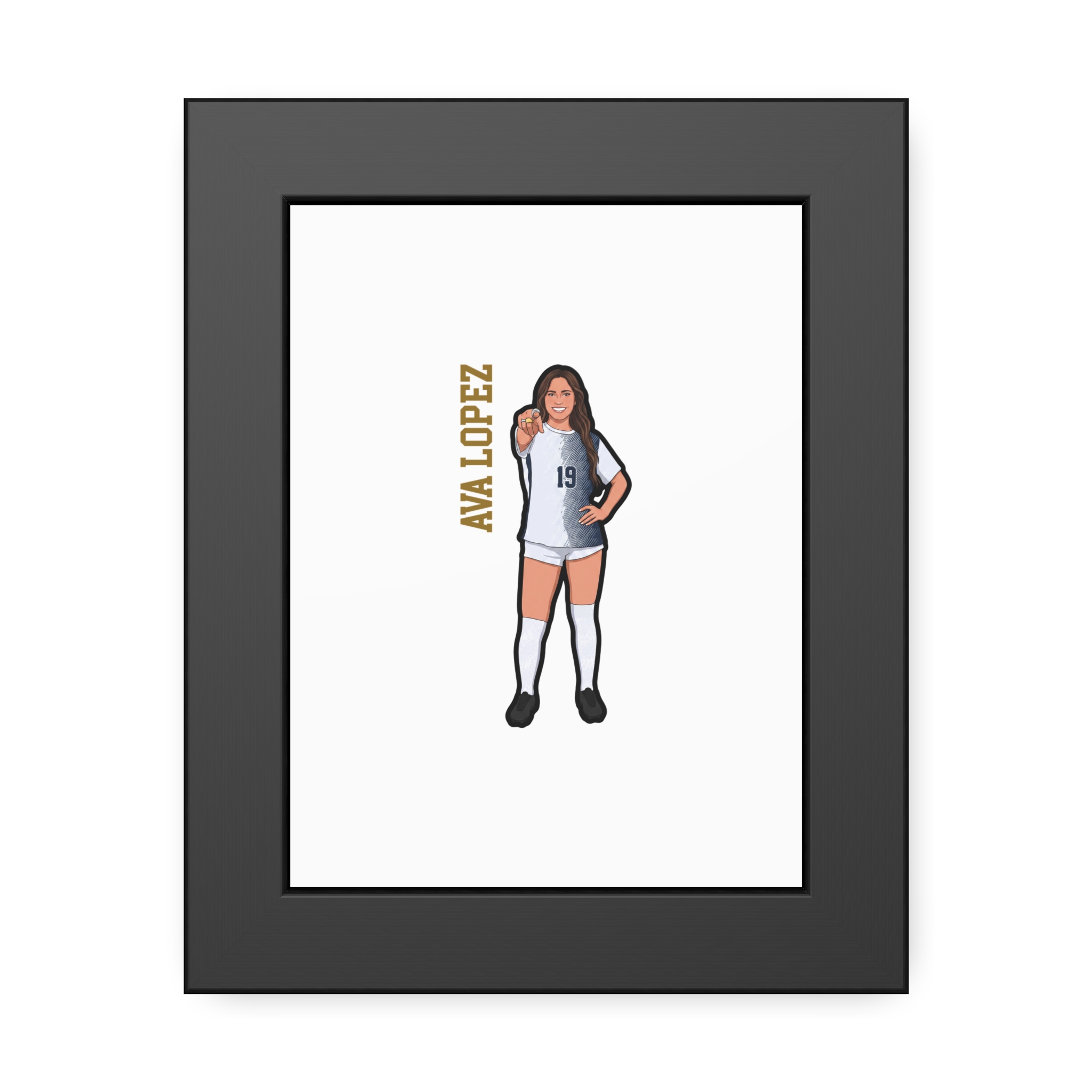 Framed Poster — character_name_vertical in Black