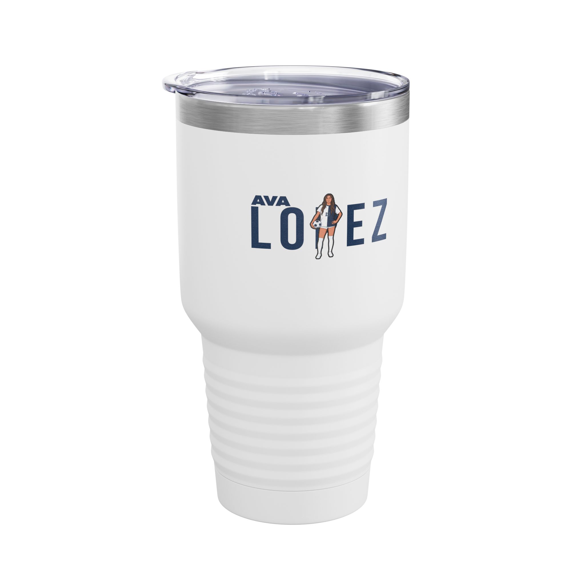 30oz Tumbler — character_player_name in White