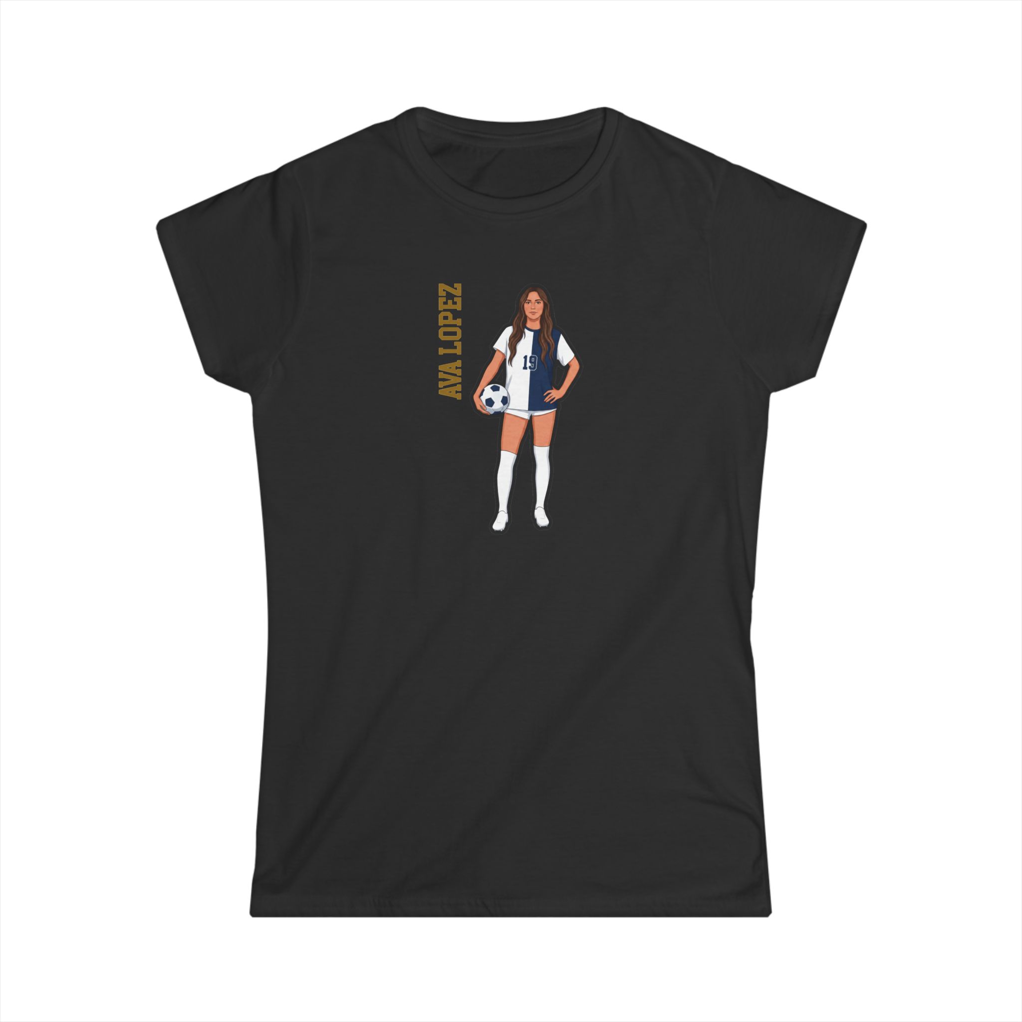 Women's Softstyle Tee — character_name_vertical in Black
