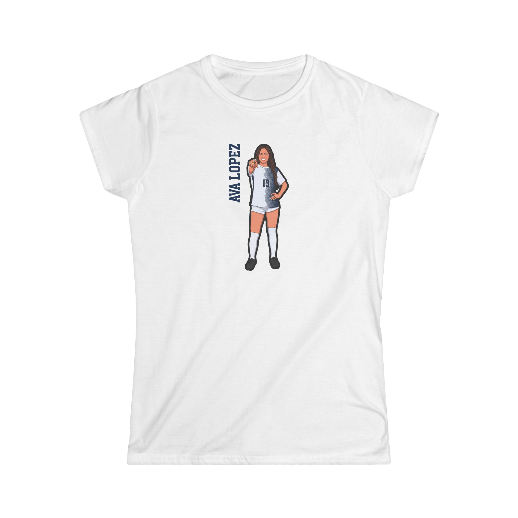 Women's Softstyle Tee — character_name_vertical in White