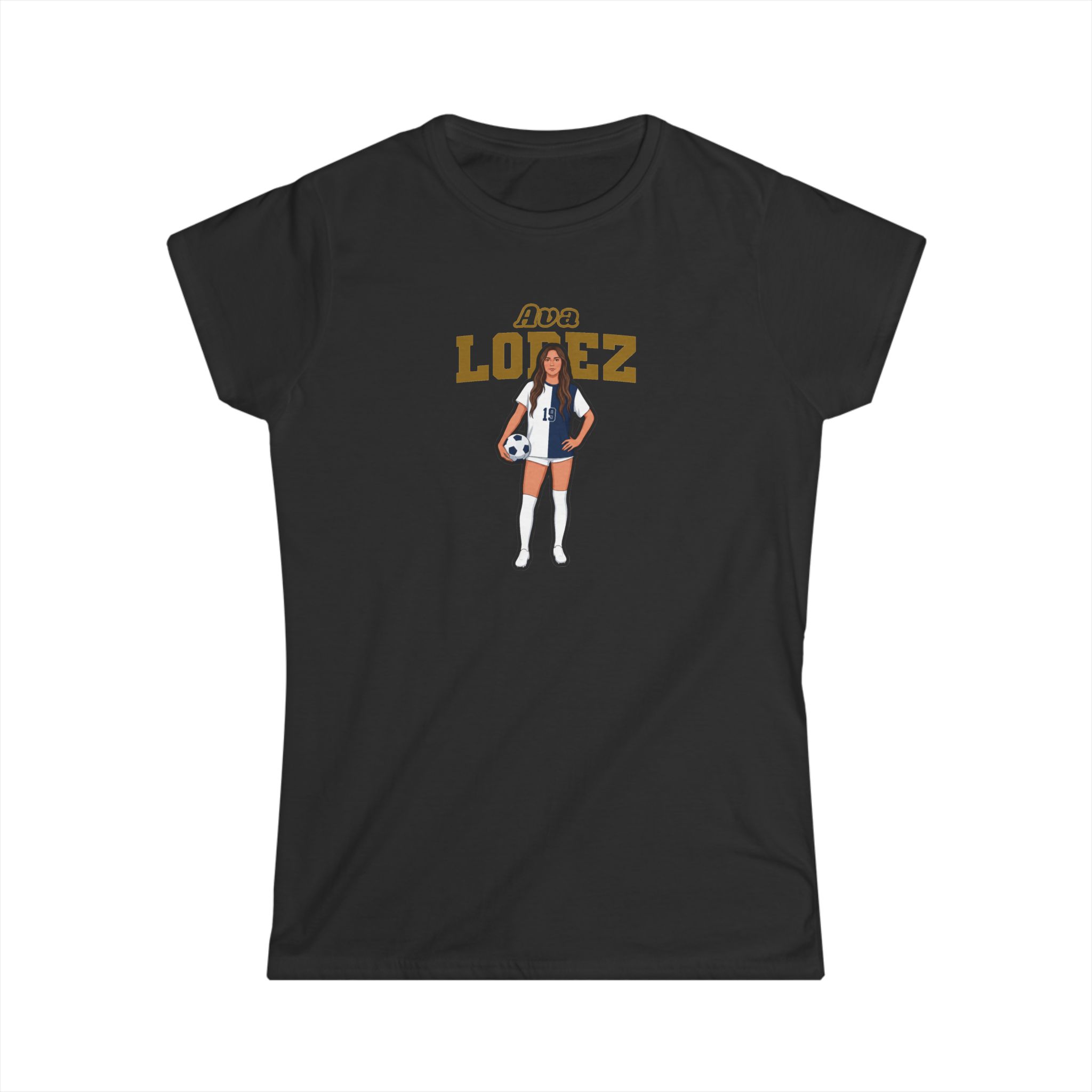 Women's Softstyle Tee — character_name_arch in Black